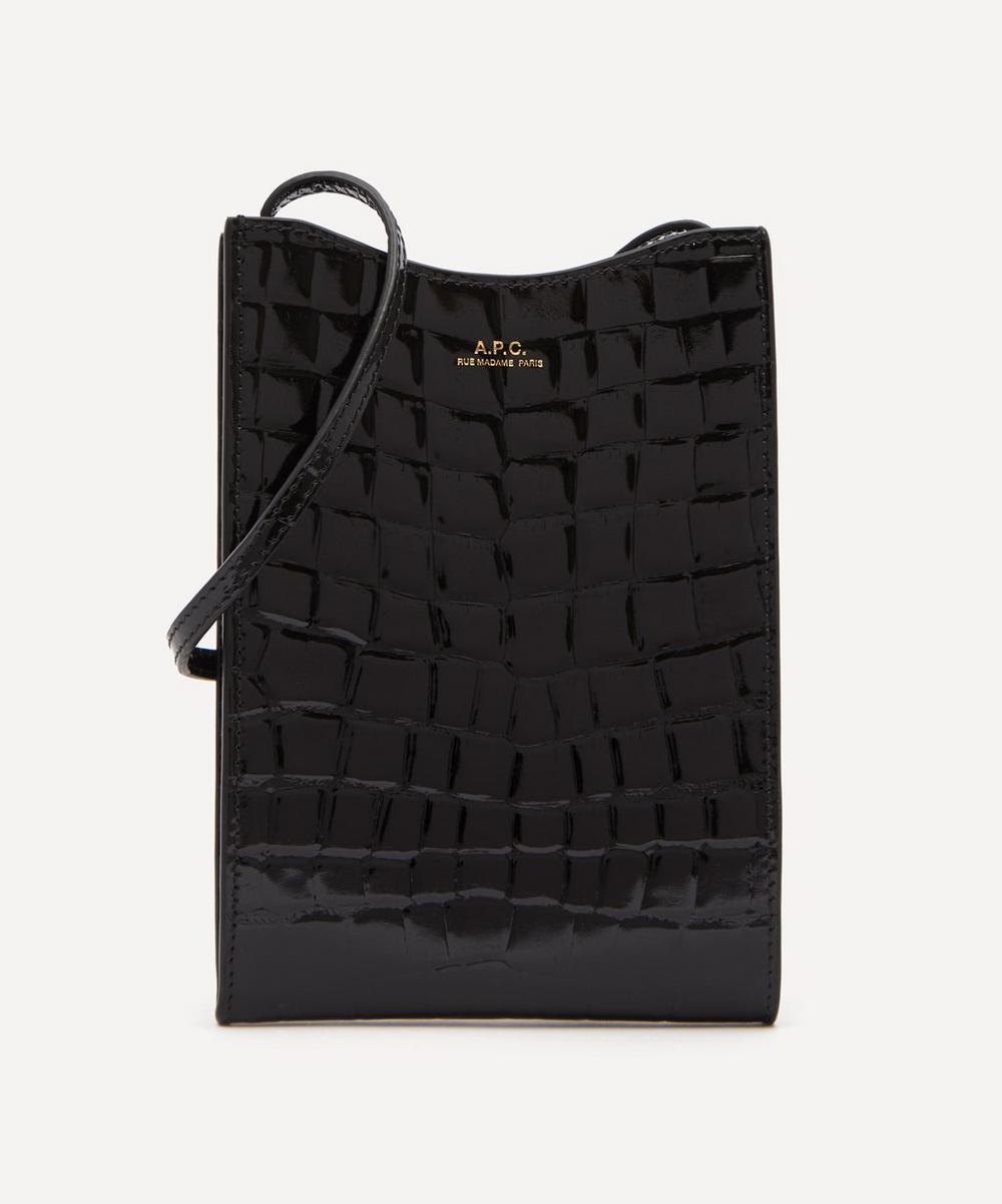 A.P.C. - Jamie Croc-Embossed Leather Neck Pouch image number 0