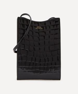 Jamie Croc-Embossed Leather Neck Pouch