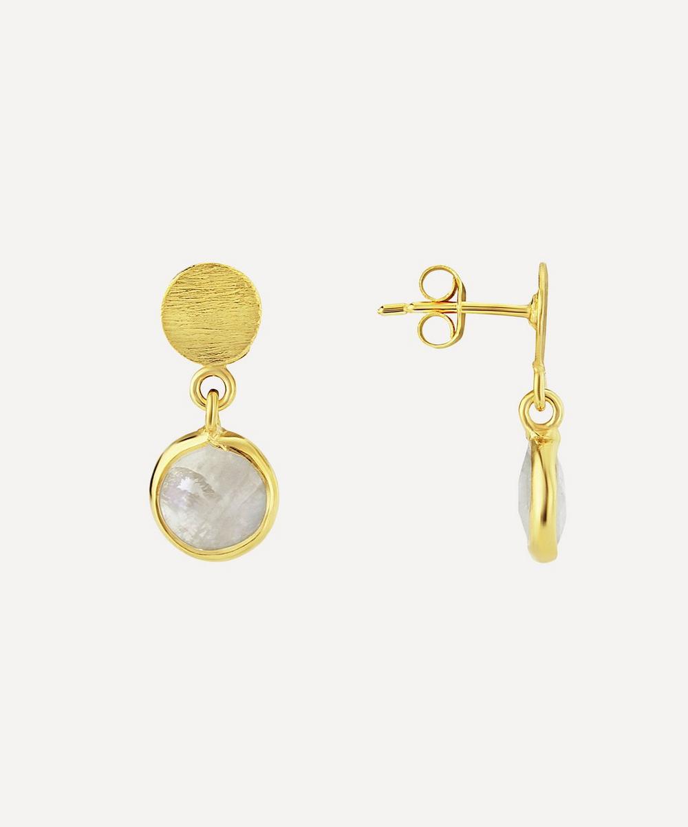 Auree - 18ct Gold Plated Vermeil Silver Salina Disc and Moonstone Drop Earrings image number 0