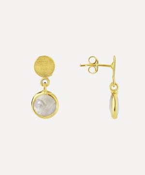 18ct Gold Plated Vermeil Silver Salina Disc and Moonstone Drop Earrings