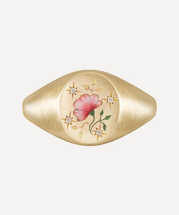 Cece Jewellery - 18ct Gold The Rose and Diamond Signet Ring
