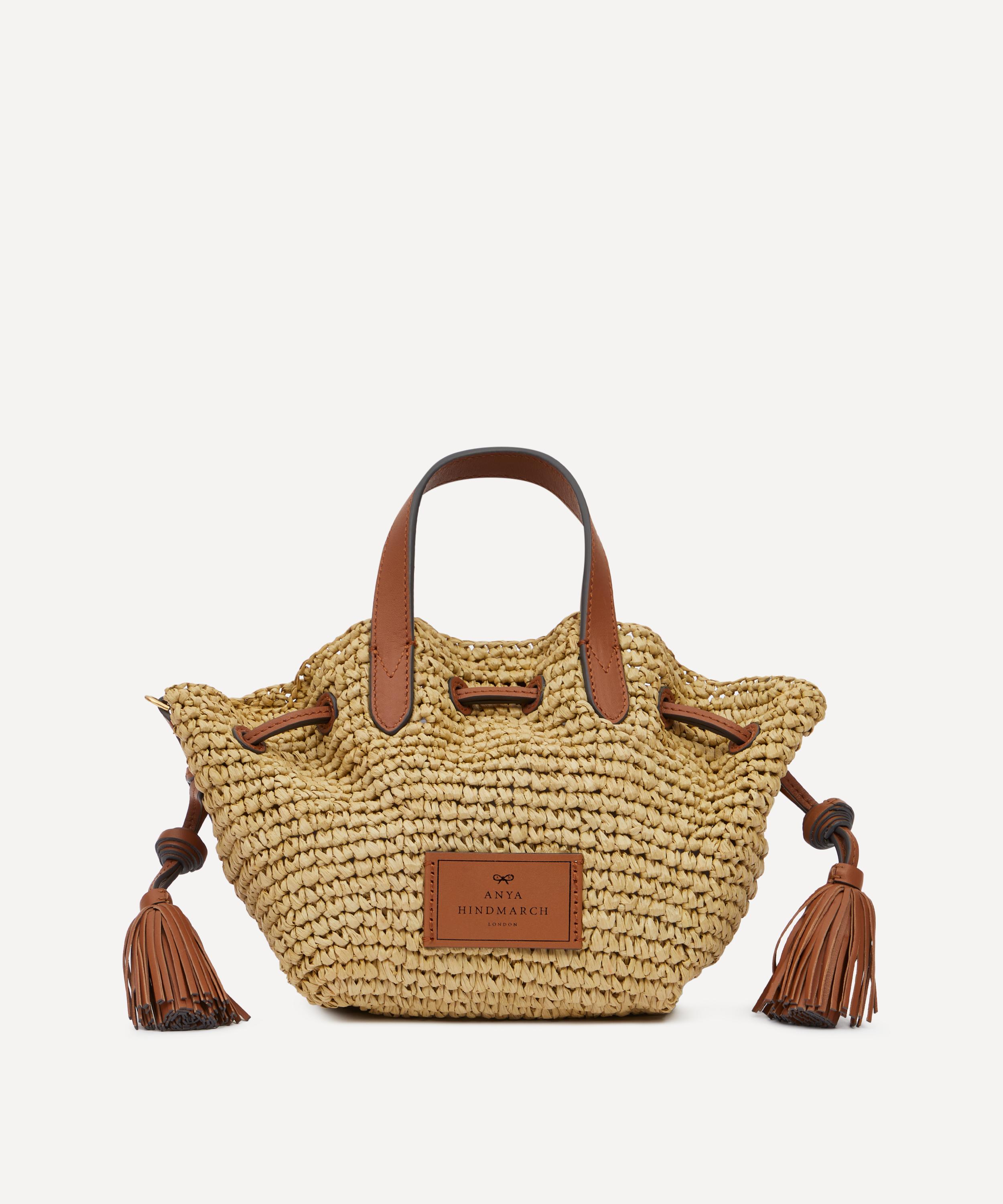 Anya Hindmarch Women's Small Raffia And Leather Drawstring Tote Bag