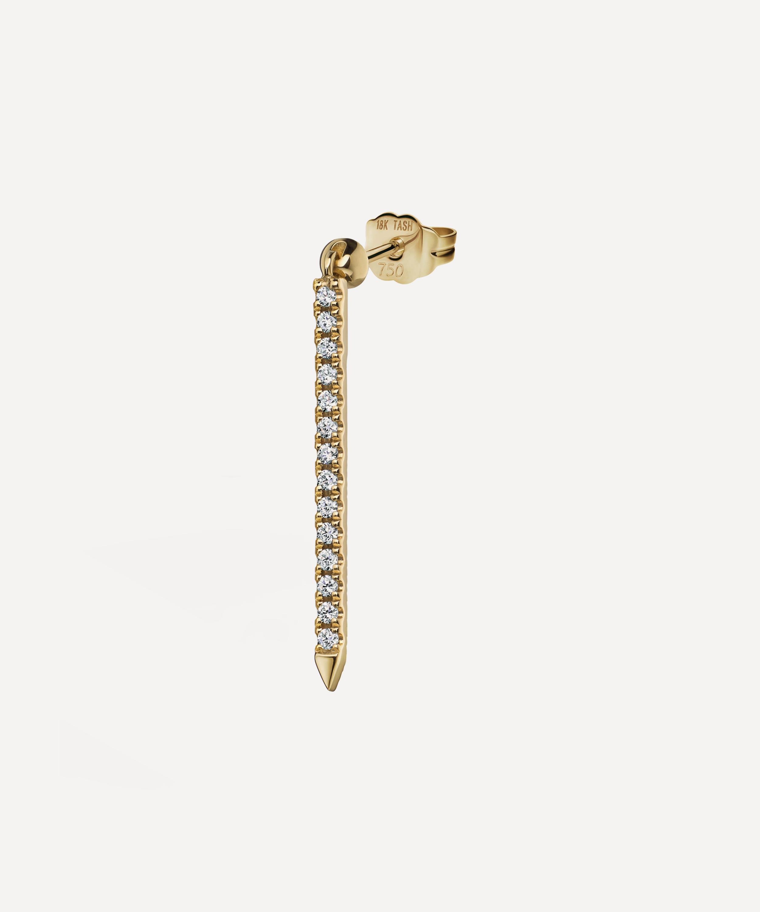 Maria Tash 18ct 18mm Diamond Eternity Bar Charm Stud Earring Yellow Luxury