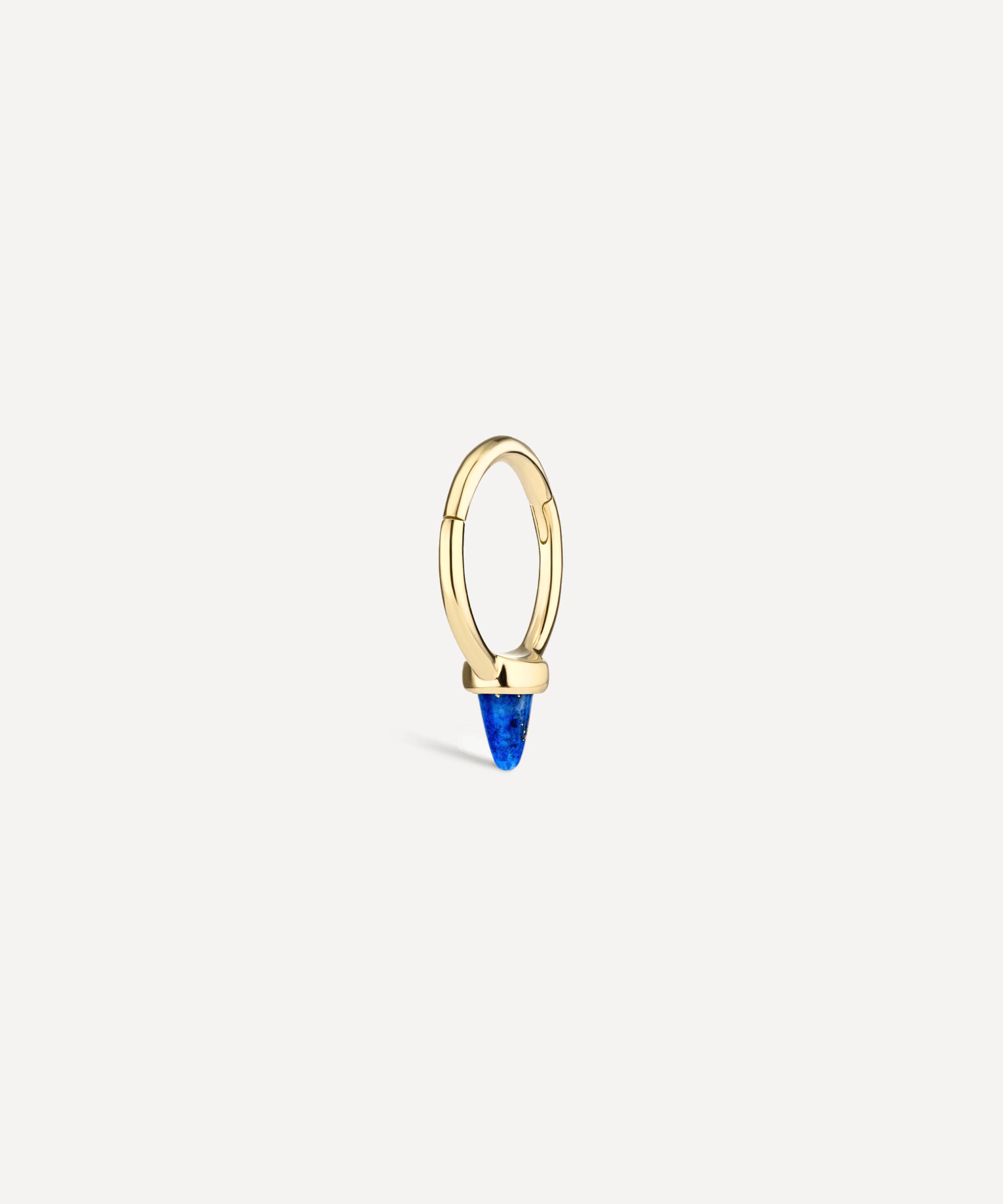 Maria Tash 14ct 8mm Single Short Lapis Spike Non-rotating Single Hoop Earring