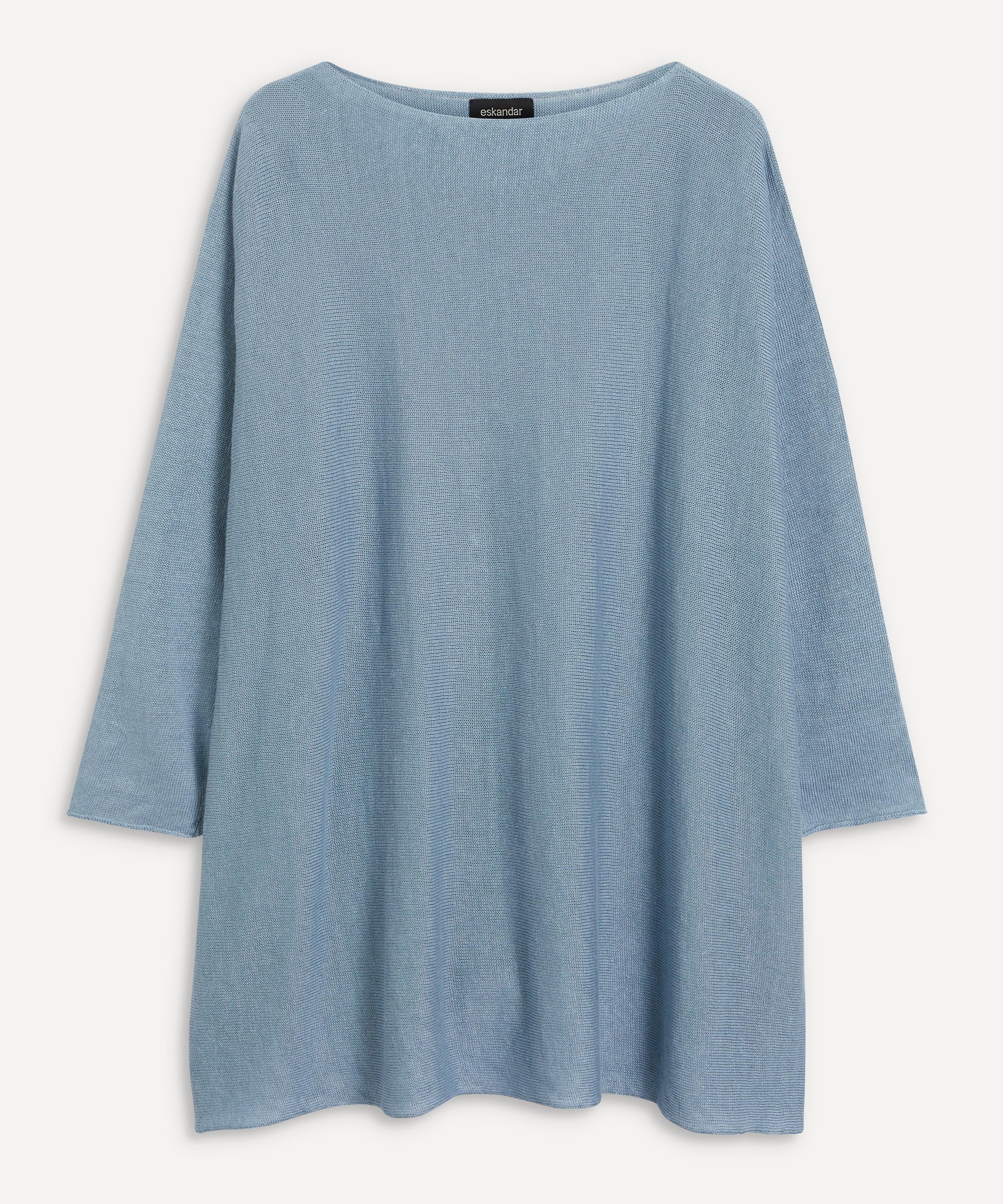 Eskandar Side Ways Knitted Jumper In Bluestorm