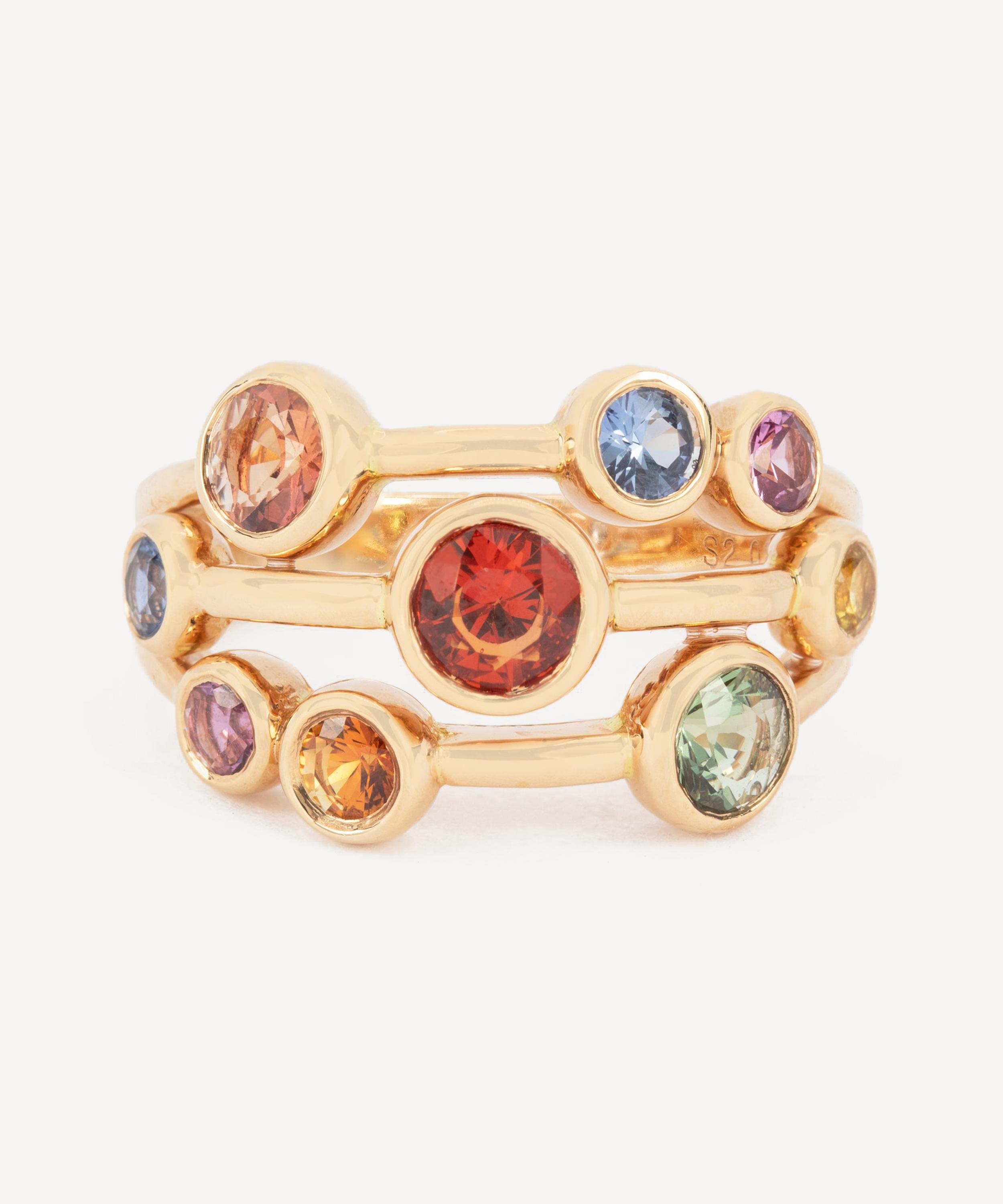 Kojis 18ct Rose Gold Multi-Coloured Sapphire Bubble Ring Luxury