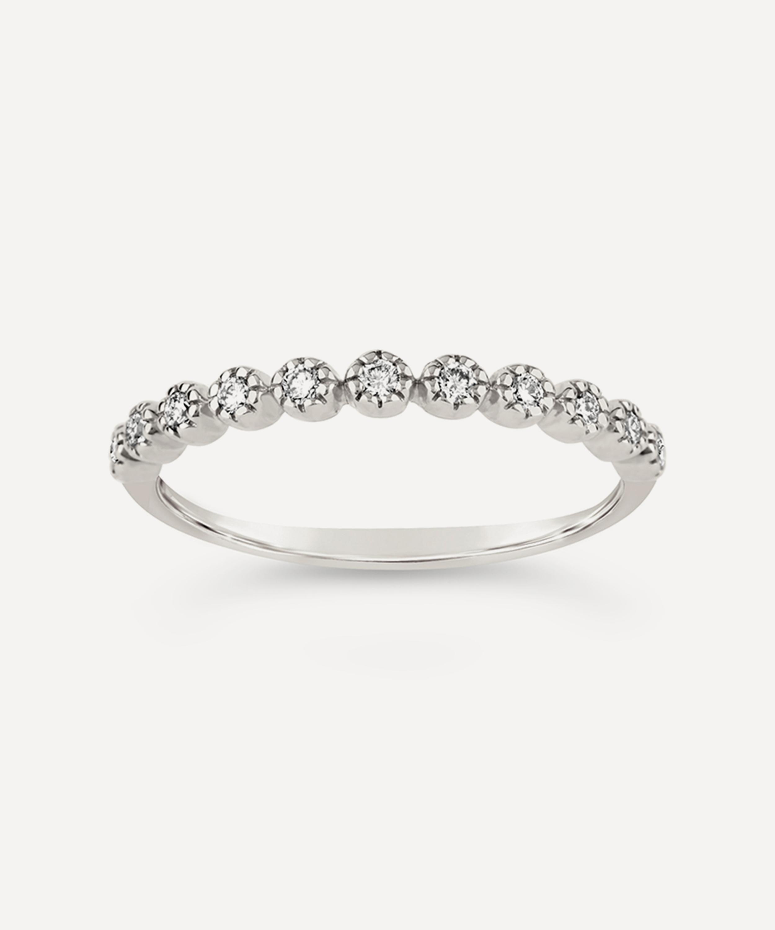 Dinny Hall 14ct White Gold Diamond Forget Me Not Half Eternity Ring