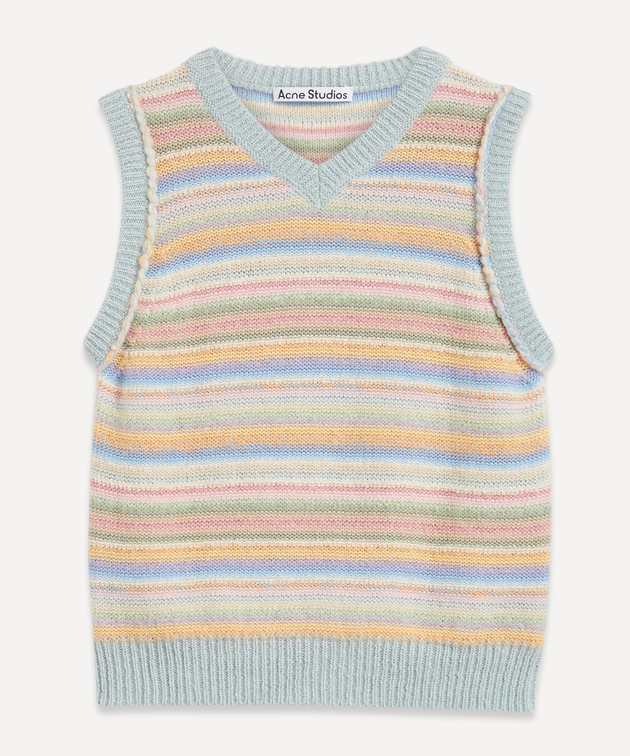 Acne Studios Striped Jumper Waistcoat In Pale Blue / Multi