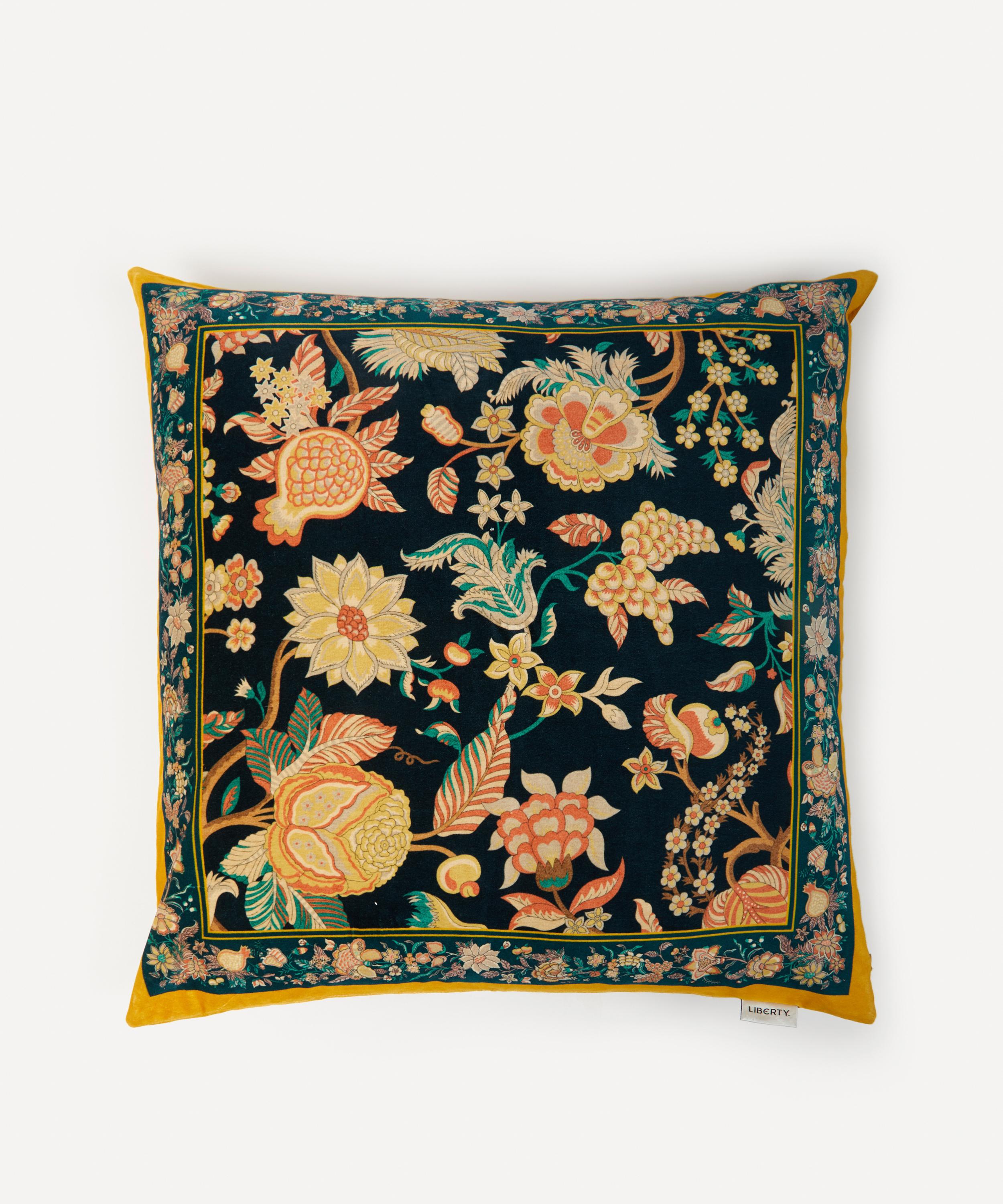 Liberty Palampore Trail Square Velvet Cushion In Navy