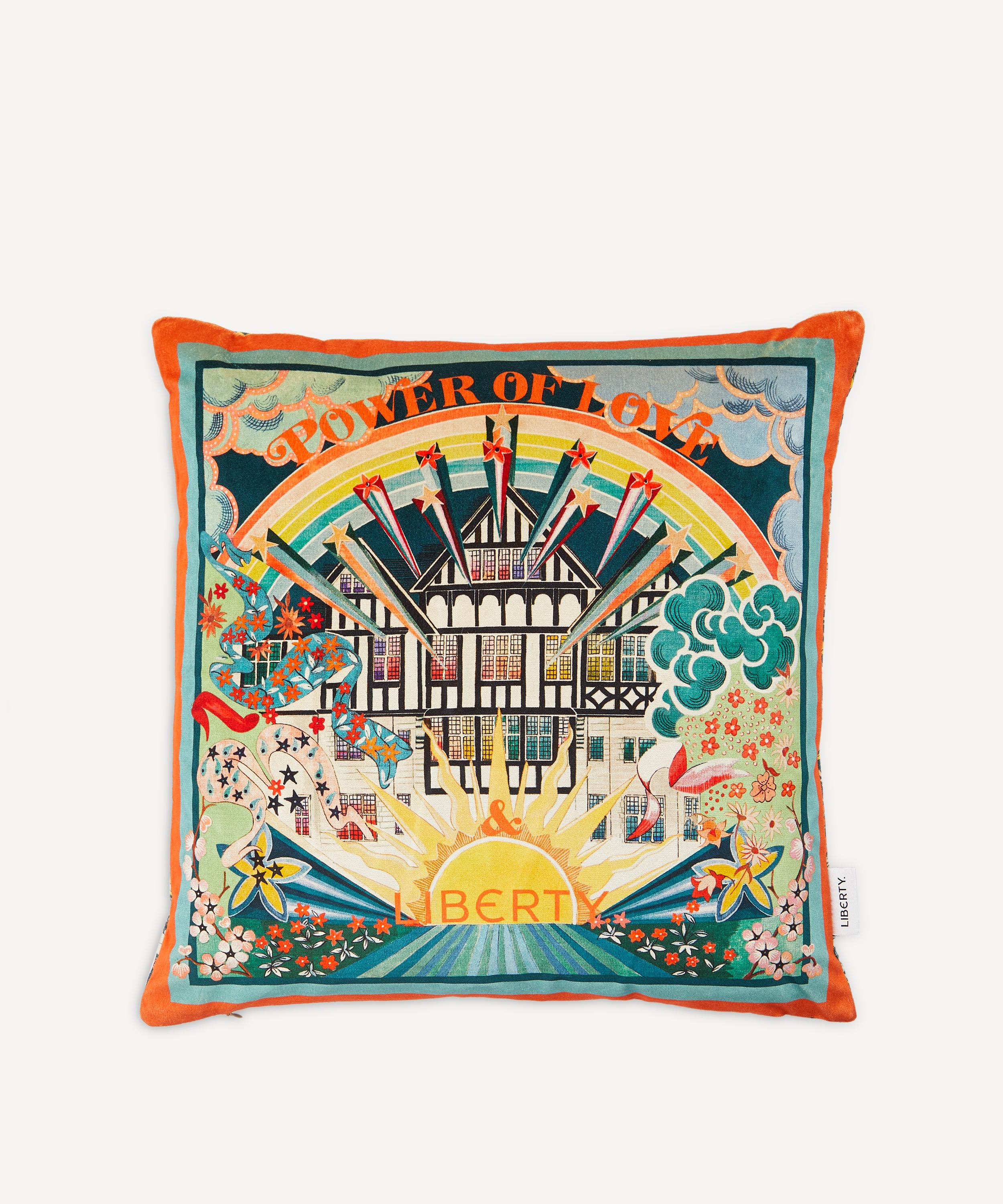 Liberty The Power Of Love &  Square Velvet Cushion In Orange