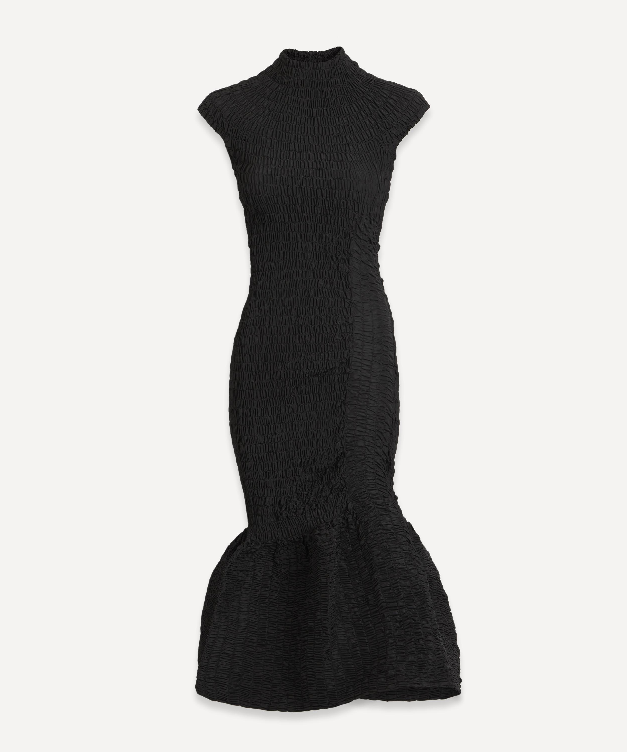 Dries Van Noten Chintz Taffeta Cap-sleeve Midi Dress In Black