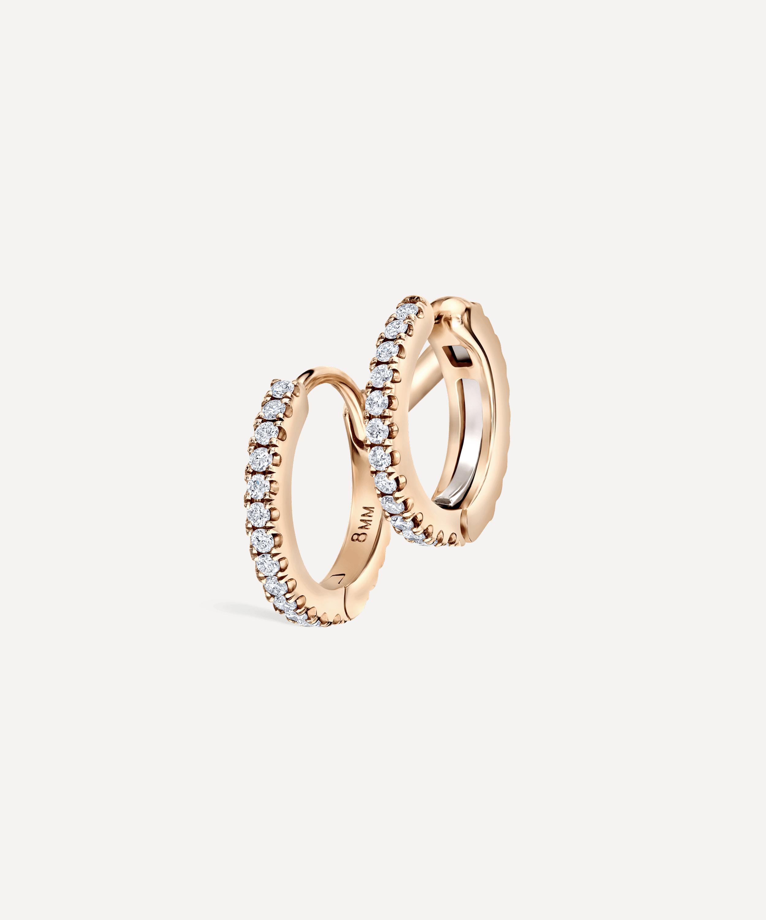 Maria Tash 14ct 8mm Diamond Double Linked Eternity Hoop Earring Left