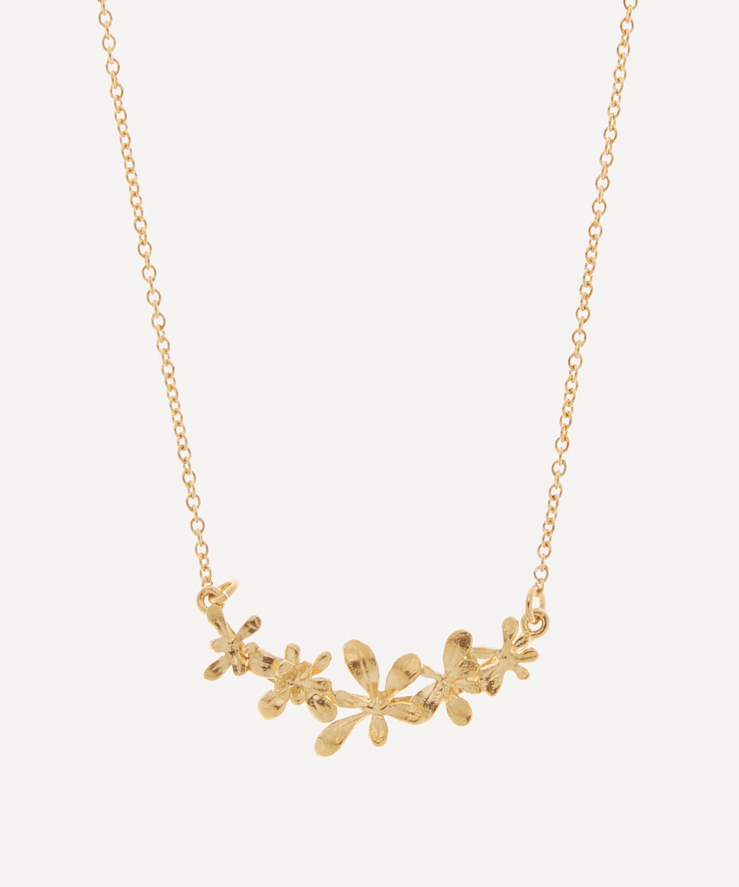 Alex Monroe Gold-plated Sprouting Rosette In-line Necklace In Gold