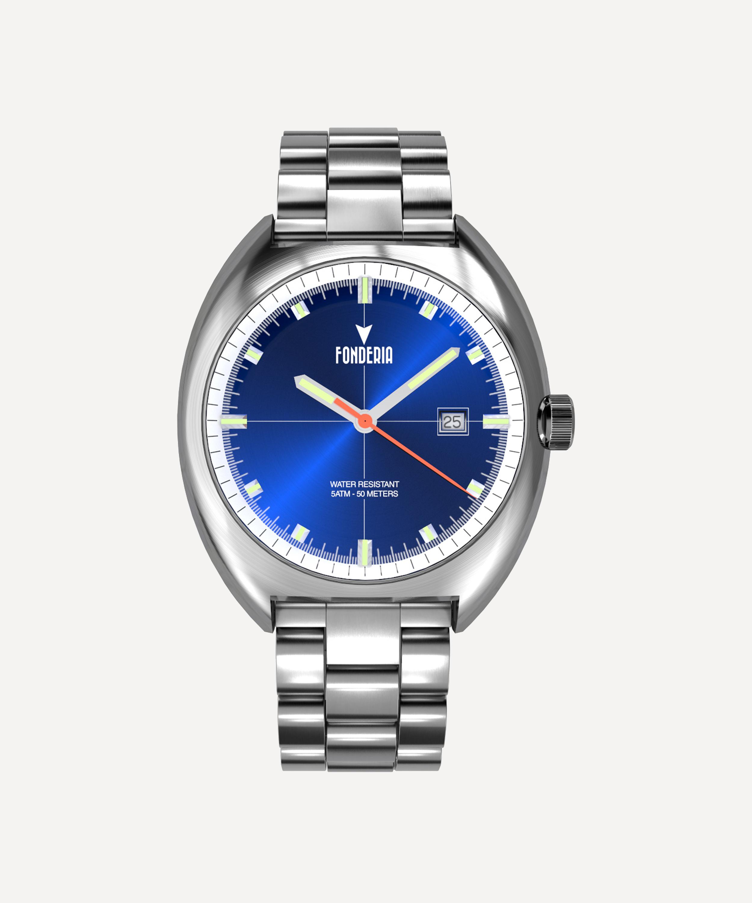 FONDERIA LAB TALIEDO QUARTZ BLUE STAINLESS STEEL BRACELET WATCH 