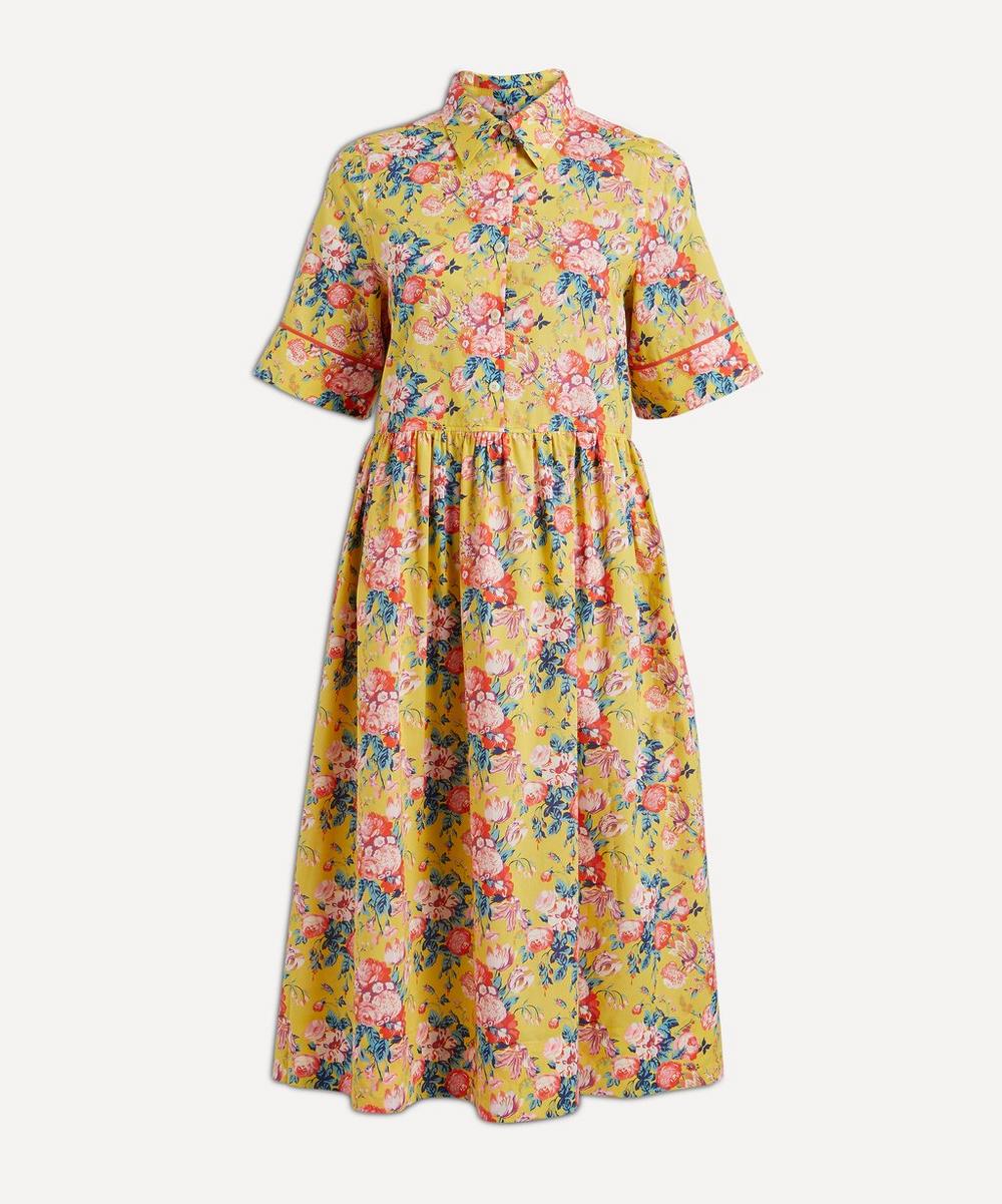 Liberty Magical Bouquet Tana Lawn' Cotton Short-sleeve Shirt Dress In Yellow