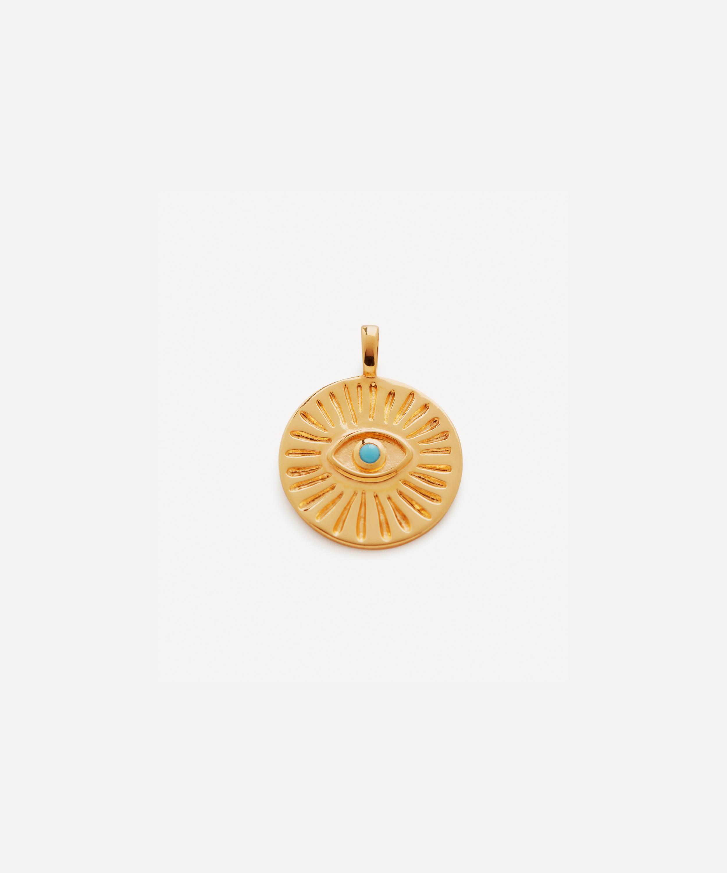 MONICA VINADER 18CT GOLD-PLATED VERMEIL SILVER TALISMAN EVIL EYE PENDANT CHARM