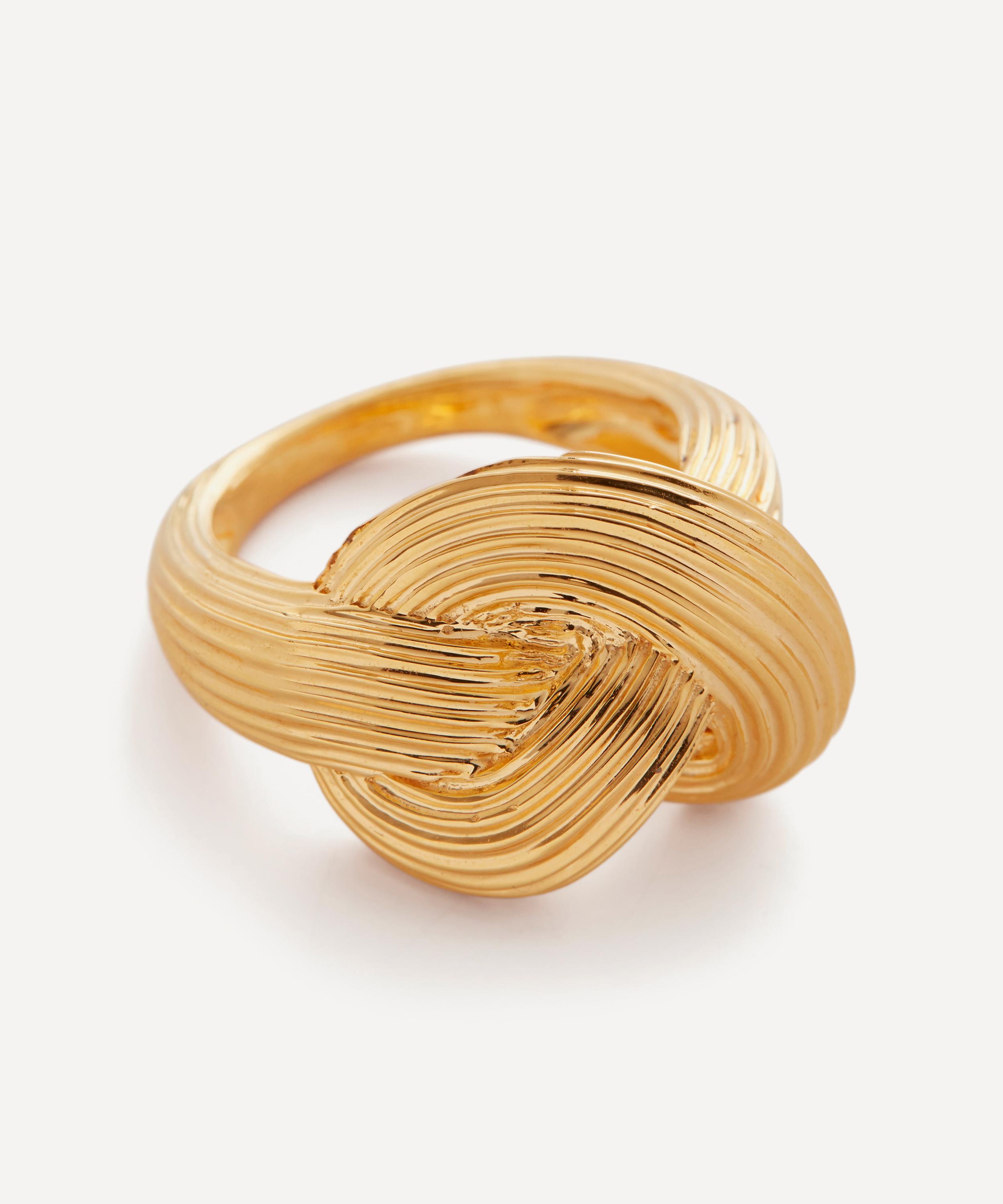 Shop Monica Vinader 18ct Gold-plated Vermeil Silver Groove Chunky Knot Ring