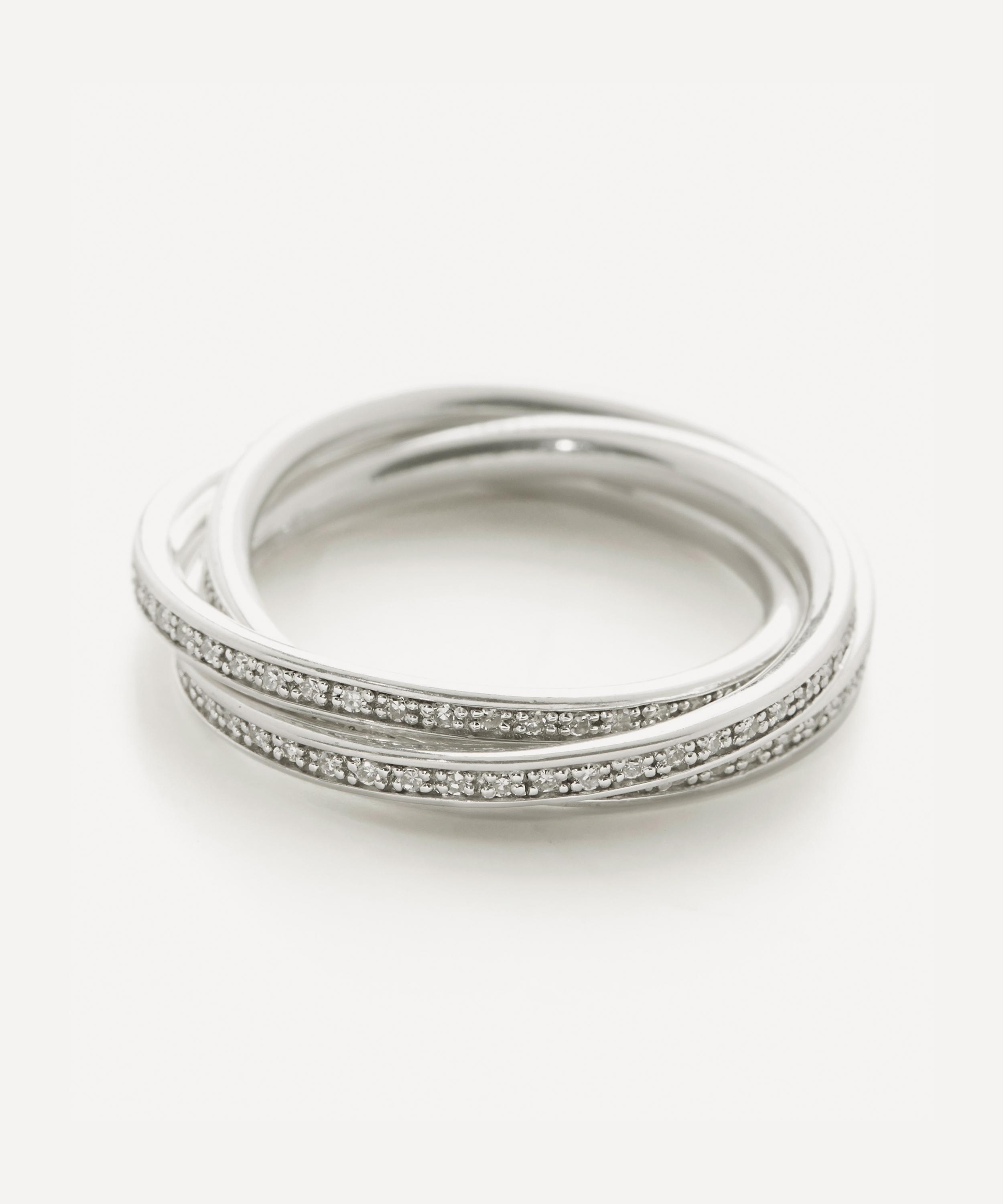 Monica Vinader Sterling Silver Diamond Rolling Ring Diamond In Silver