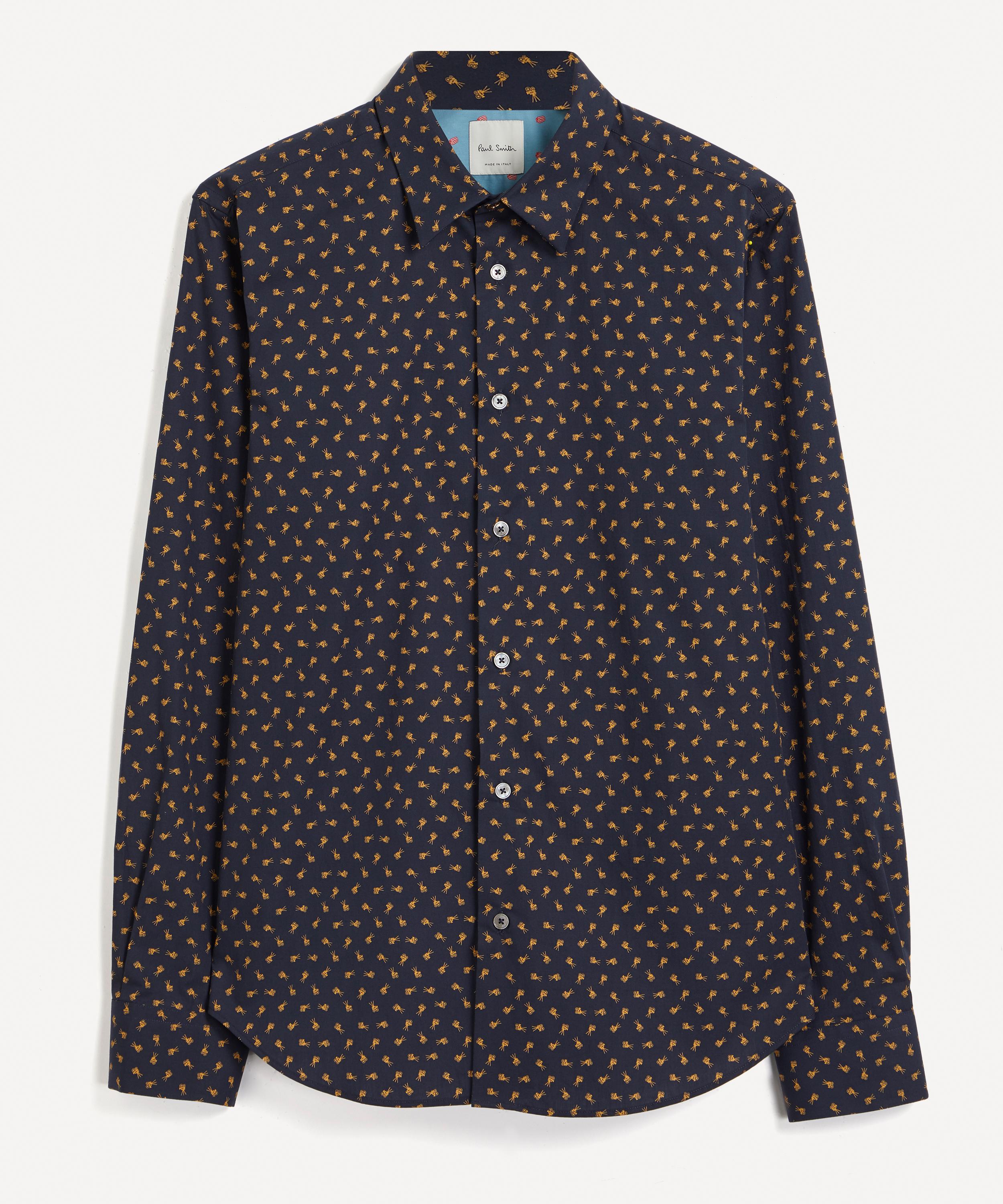 Paul Smith Camera-print Cotton-poplin Shirt In Blue