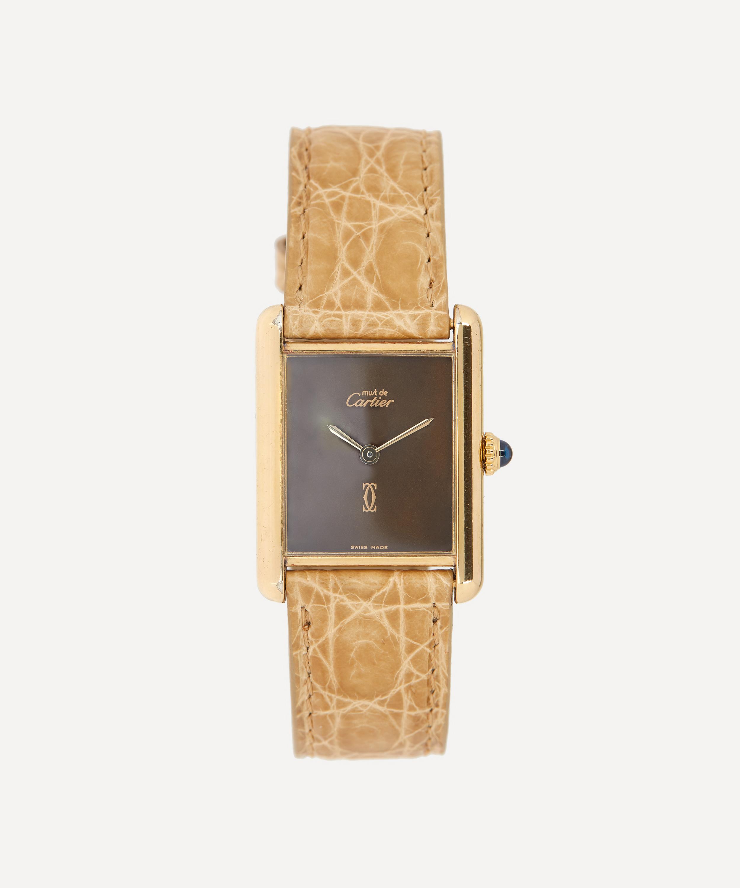Shop Designer Vintage Mens 1980s Must De Cartier Tank Sm Gilt Watch