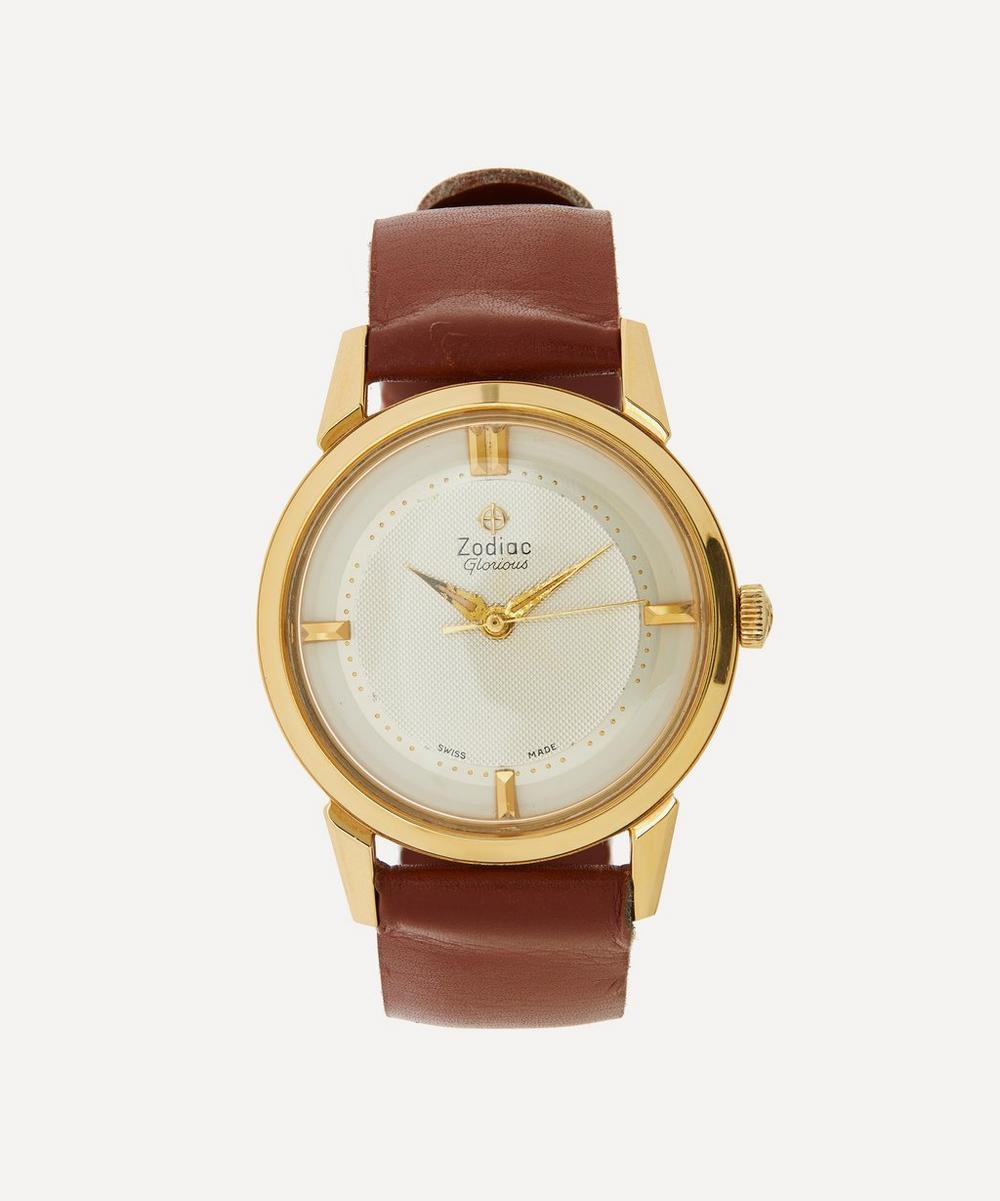 Designer Vintage 1960s Zodiac Glorious Gilt Watch In Brown | ModeSens