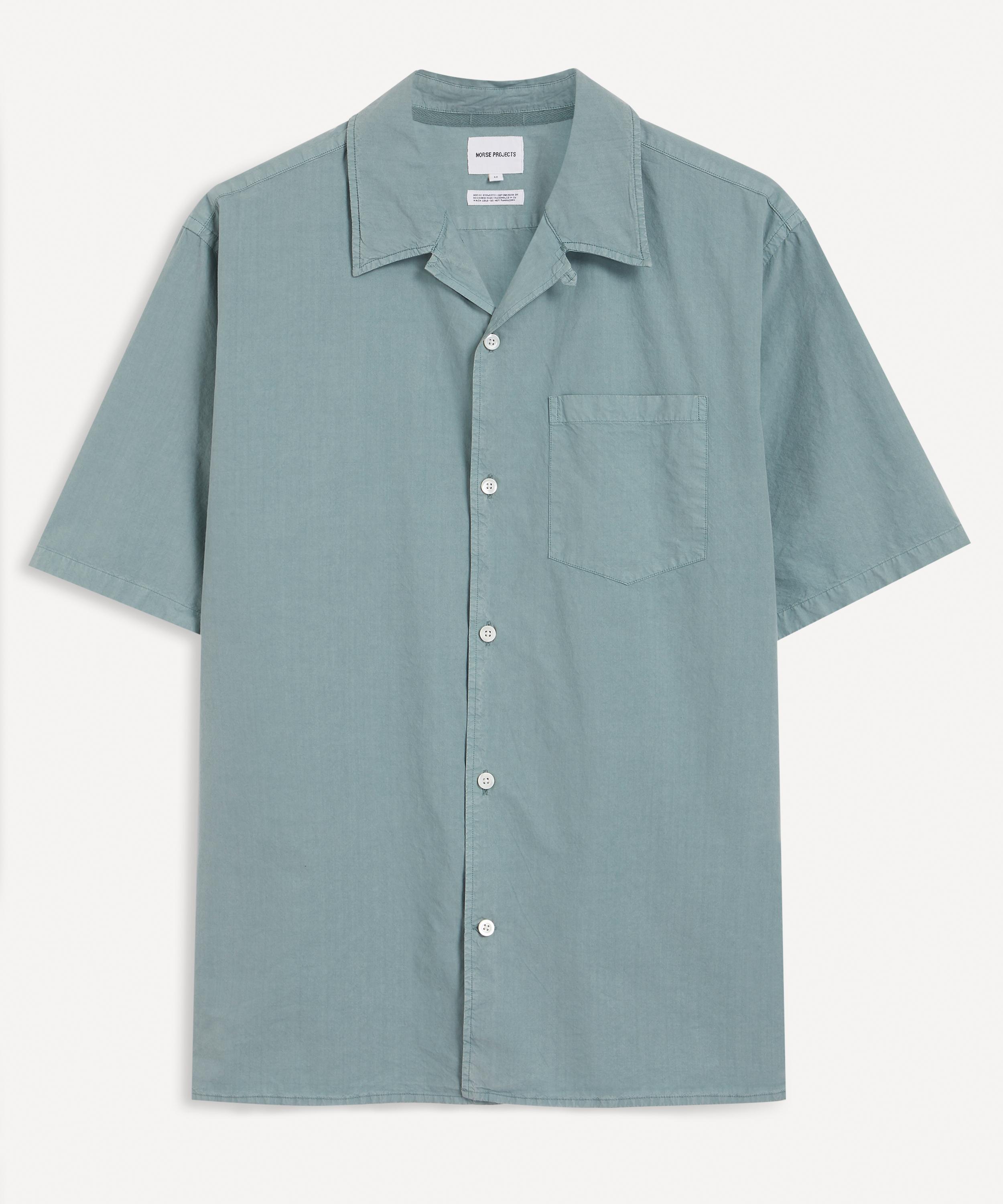 Norse Projects Mens Carstern Short-Sleeve Shirt Mineral Blue Small