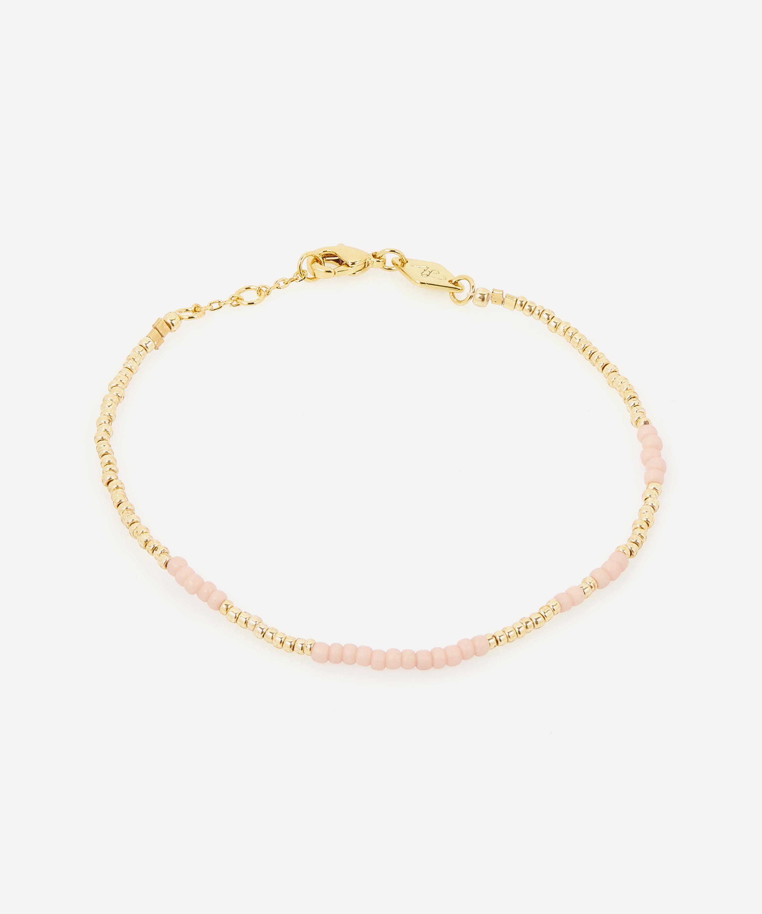 ANNI LU Gold-Plated Asym Beaded Bracelet Soft Rose Luxury