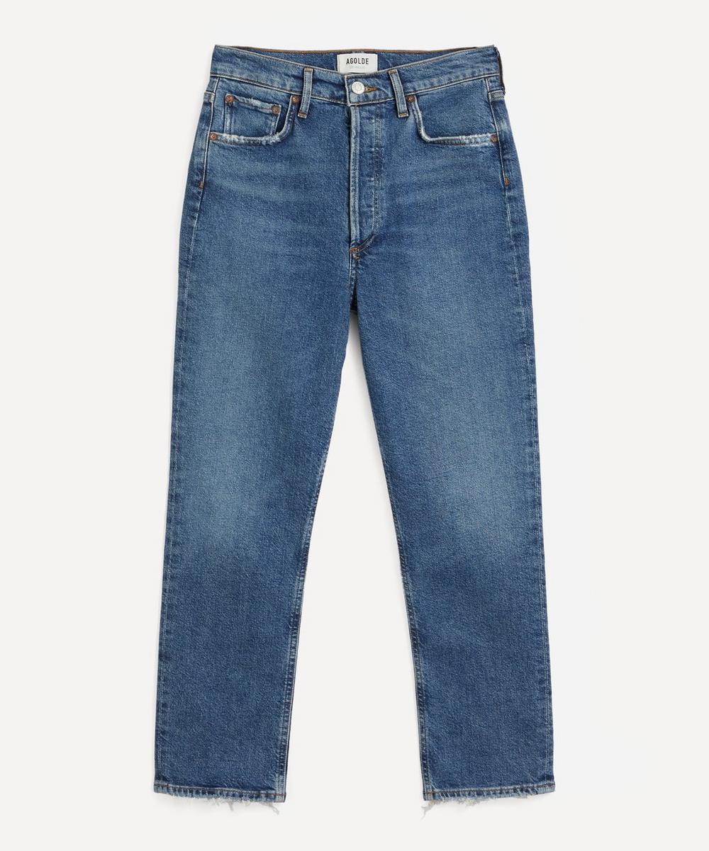 Agolde Kids' Riley High-rise Straight Crop Jeans In Silence