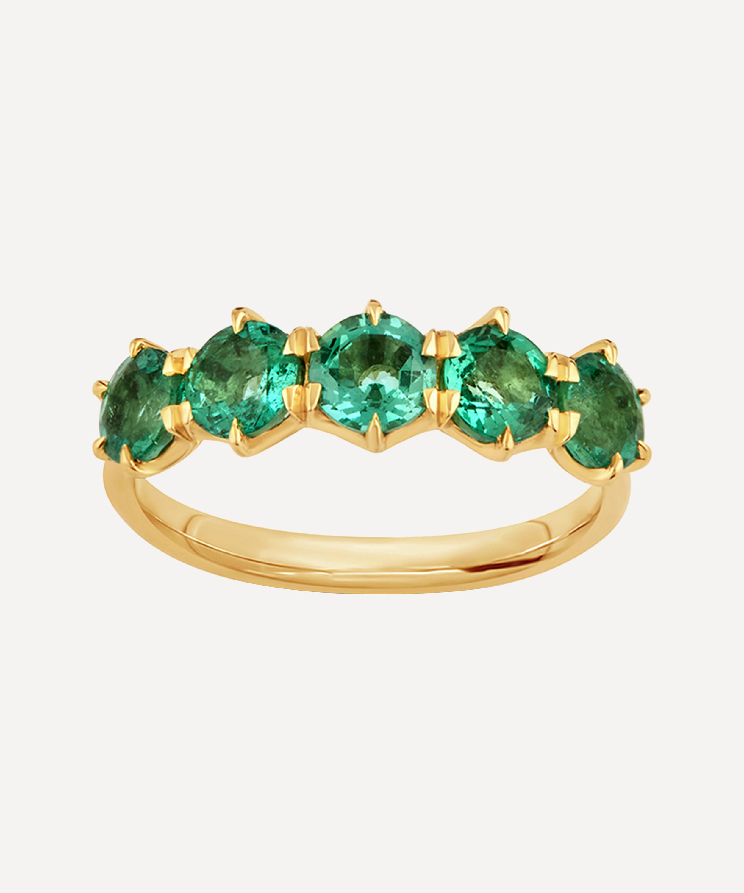 DINNY HALL DINNY HALL 18CT GOLD ELYHARA EMERALD FIVE STONE RING