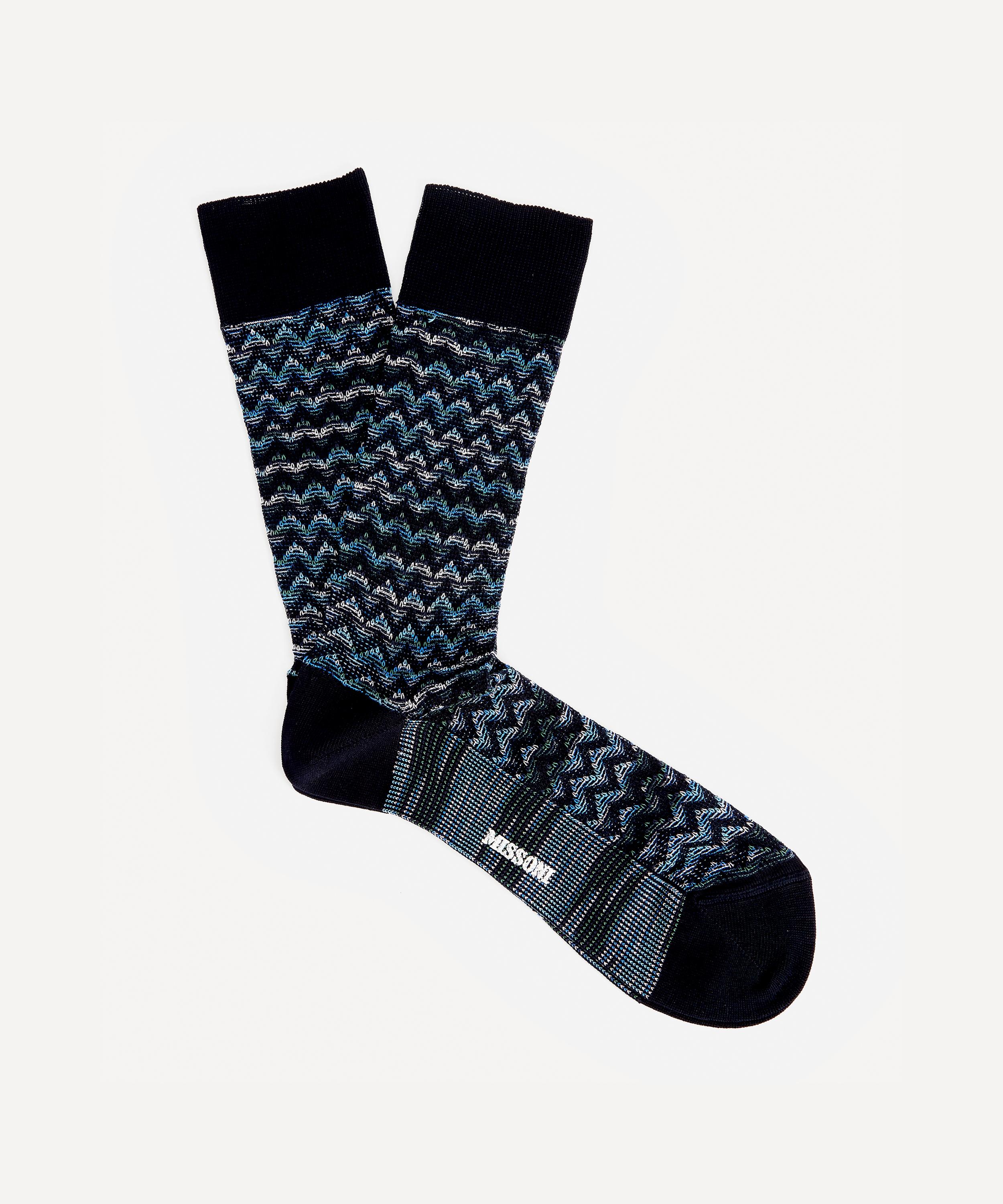 Missoni Contrast Zig Zag Socks In Navy