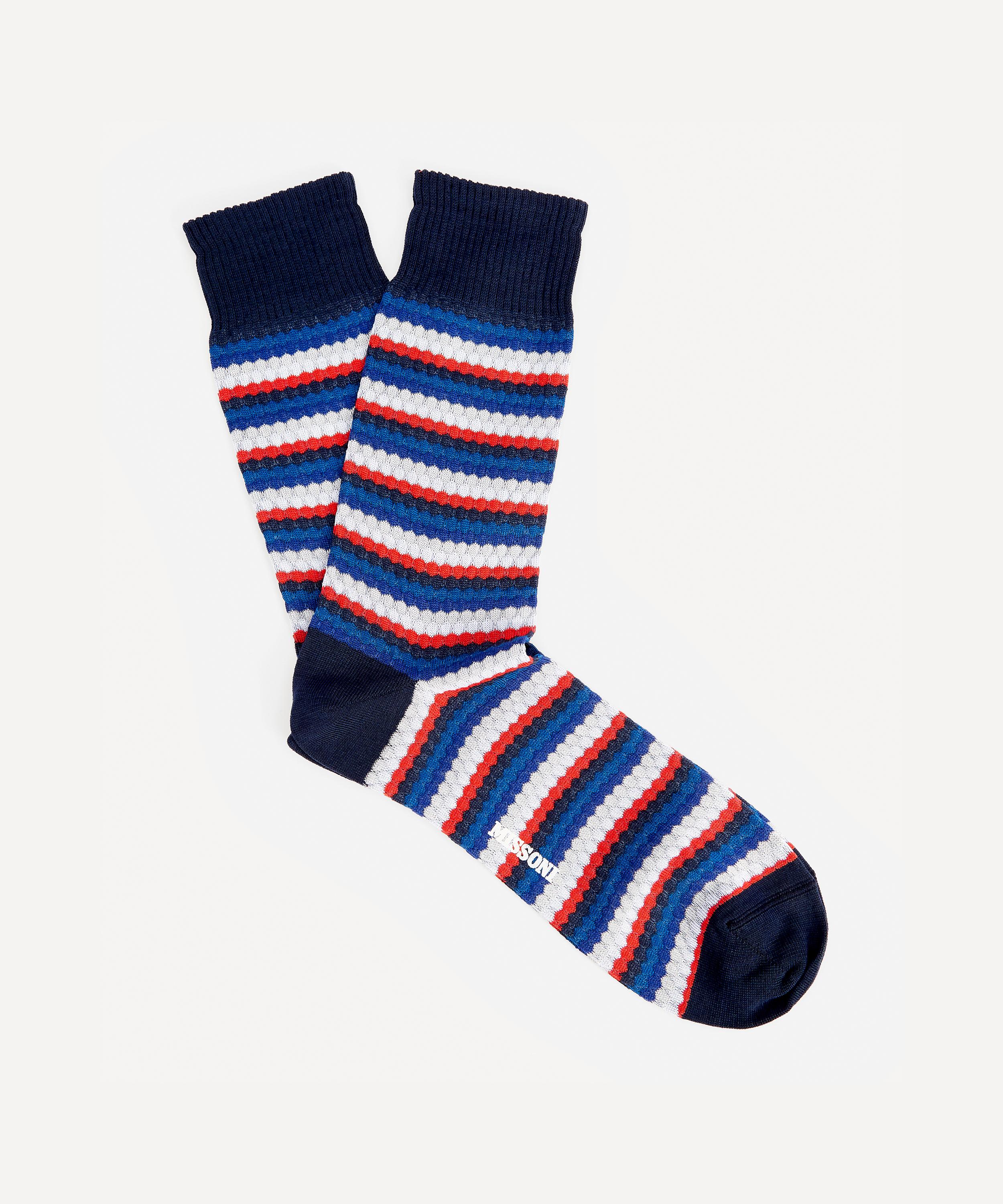 Missoni Dot Stripe Socks In Blue