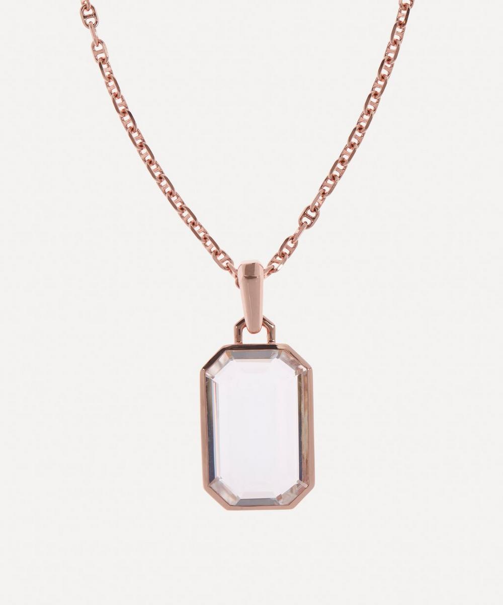 Adore Adorn Rose Gold-plated White Quartz Pendant Necklace In Pink