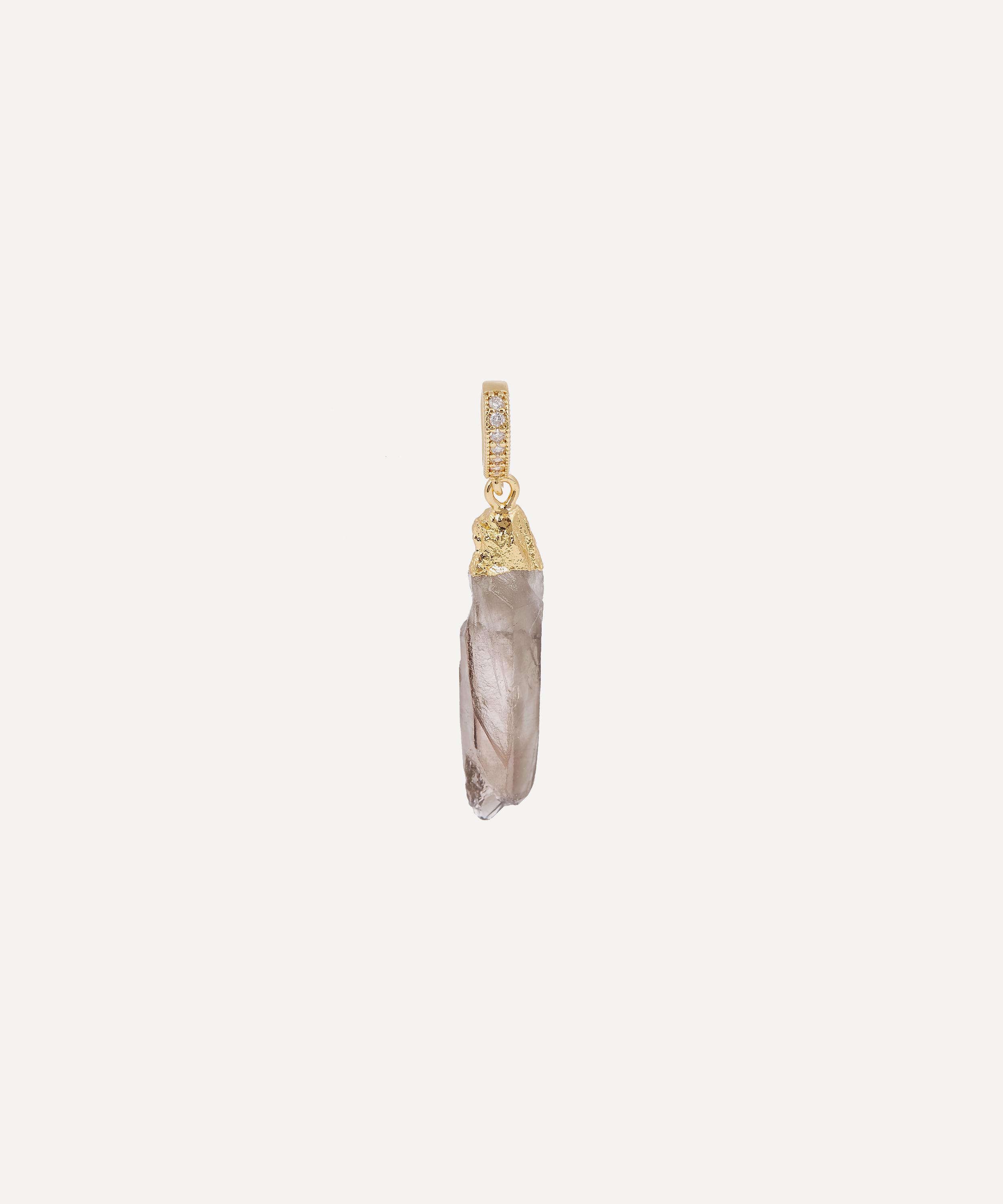 CRYSTAL HAZE 18CT GOLD-PLATED SMOKEY QUARTZ AND CRYSTAL PAVE CHARM 