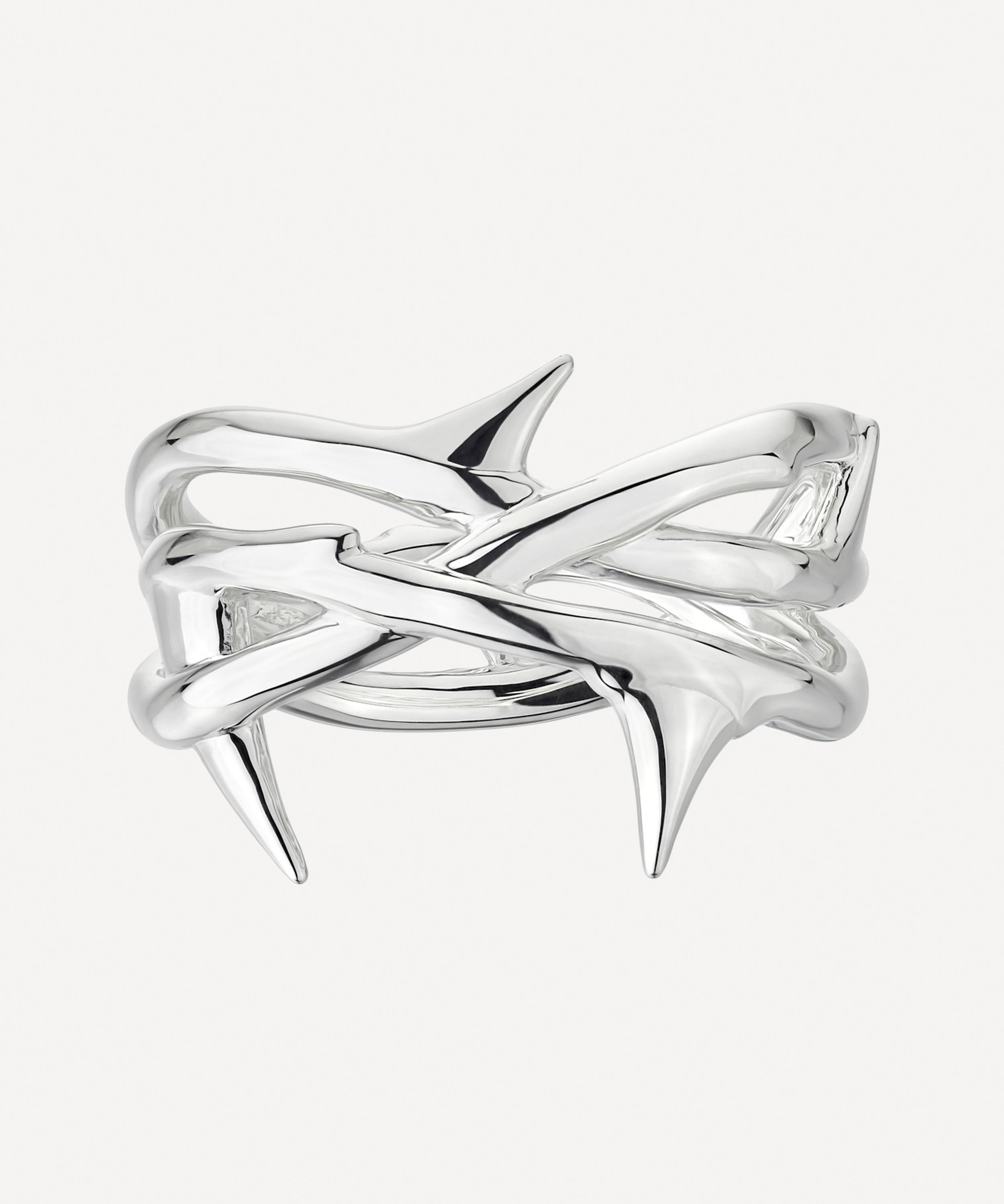 Shaun Leane Silver Rose Thorn Triple Band Ring