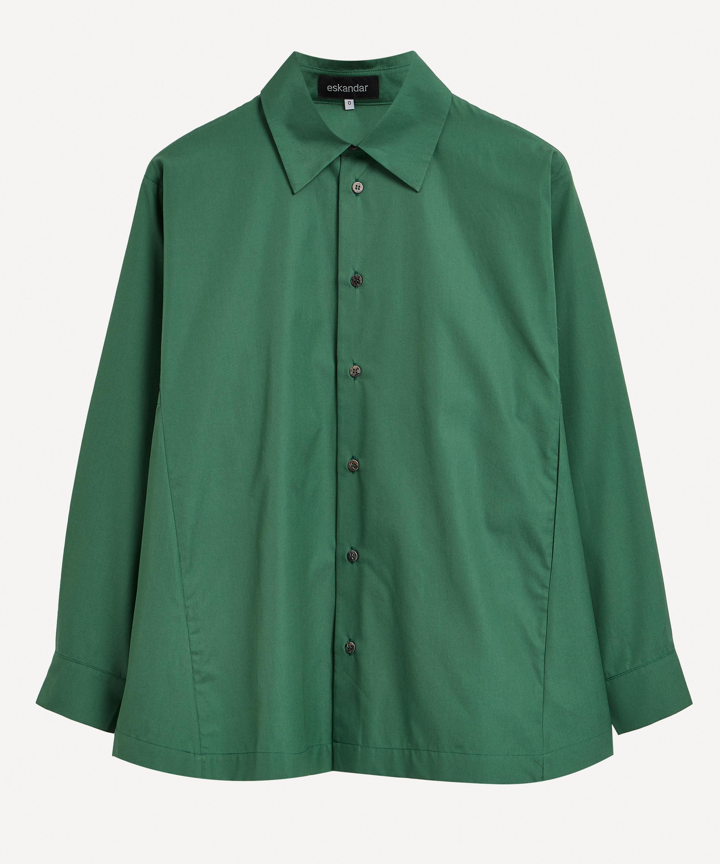 Eskandar Side Panelled Collared Shirt In Emerald