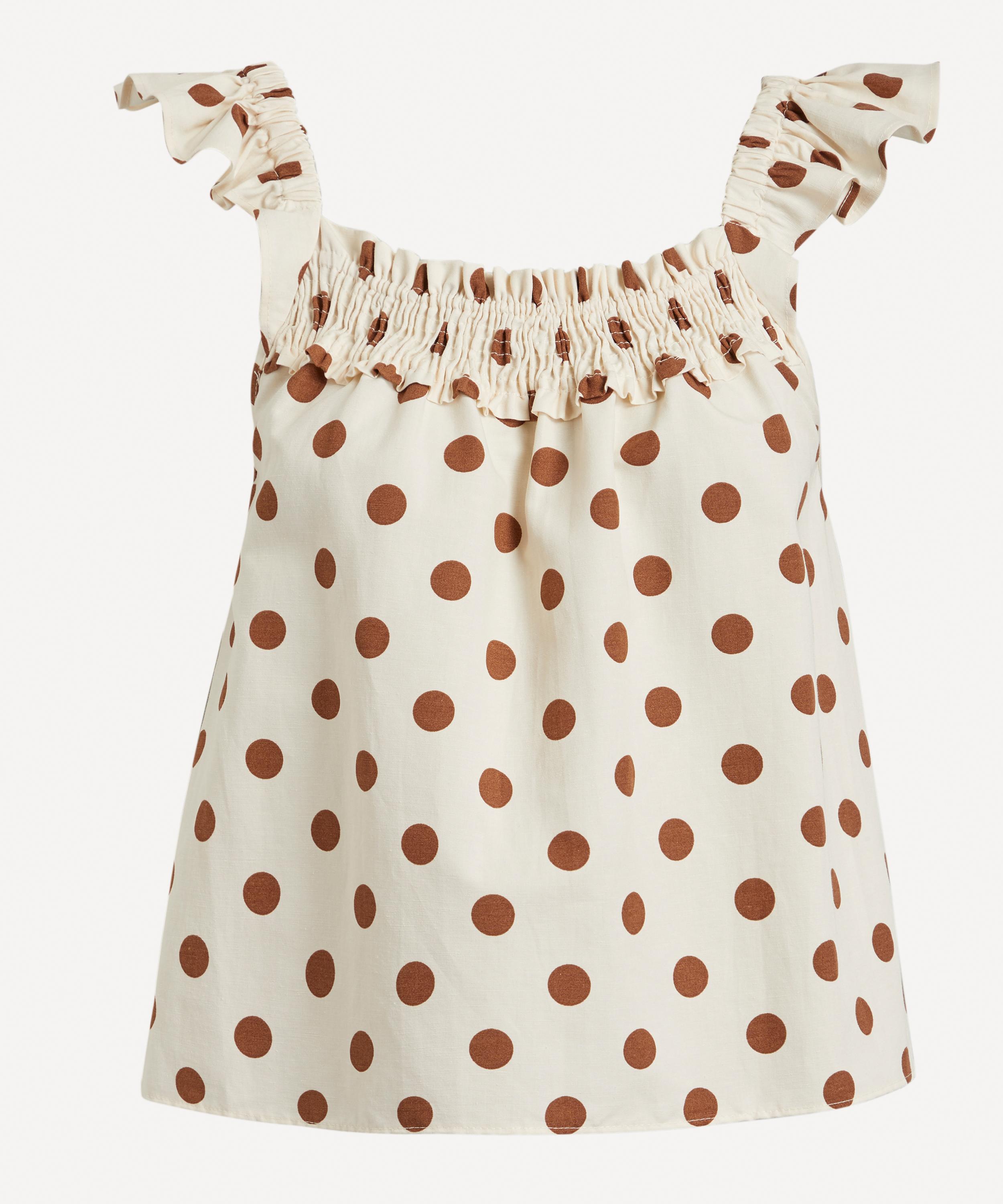 Aligne Florrie Frill Sleeve Top - Size 8 In Brown Spot