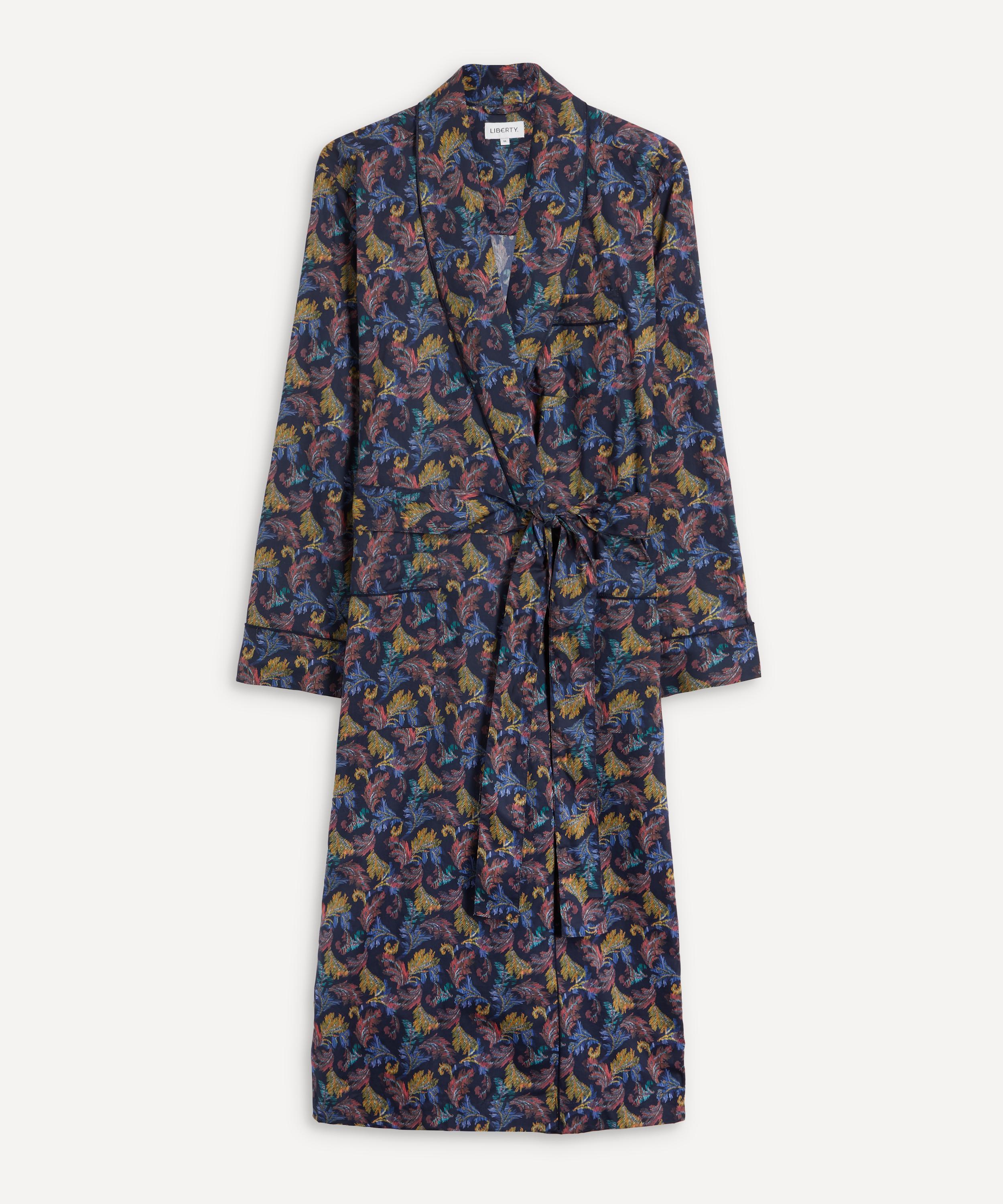 Liberty Emyr Wyn Dressing Gown Tana Lawn Cotton Dressing Gown In Navy