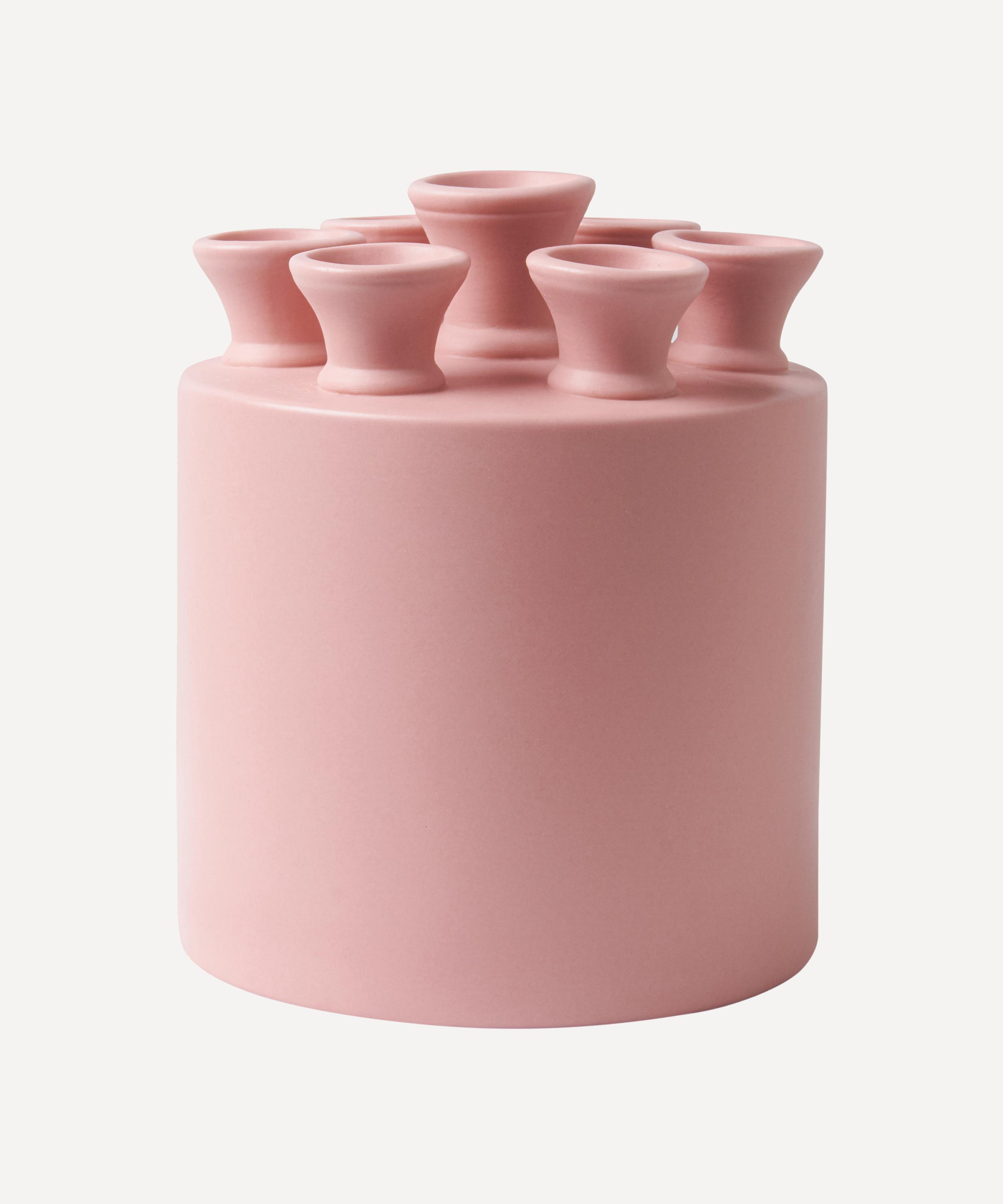Heinen Delfts Blauw Klei Cylinder Tulip Vase Pink