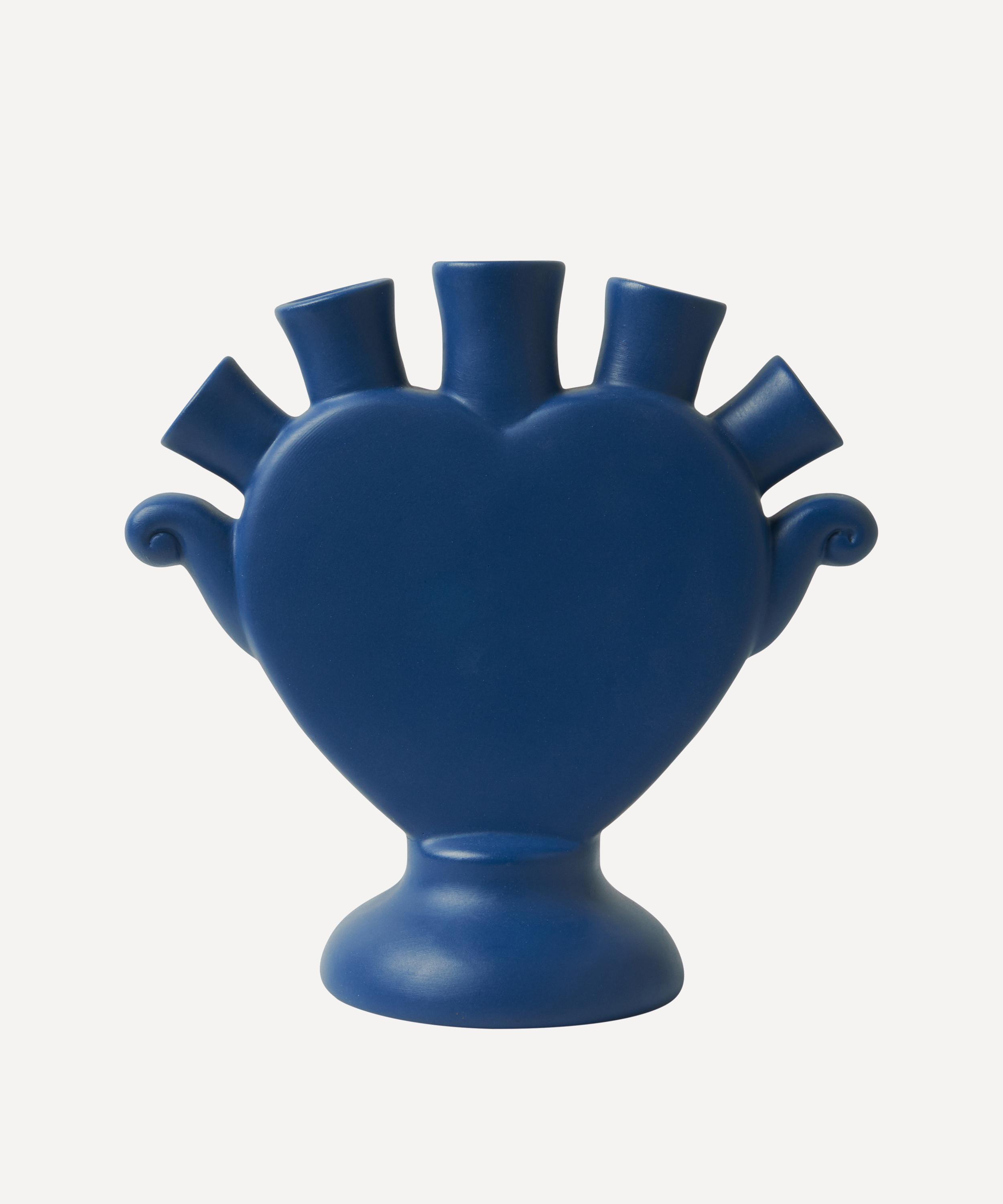 Heinen Delfts Blauw Klei Heart Tulip Vase Blue