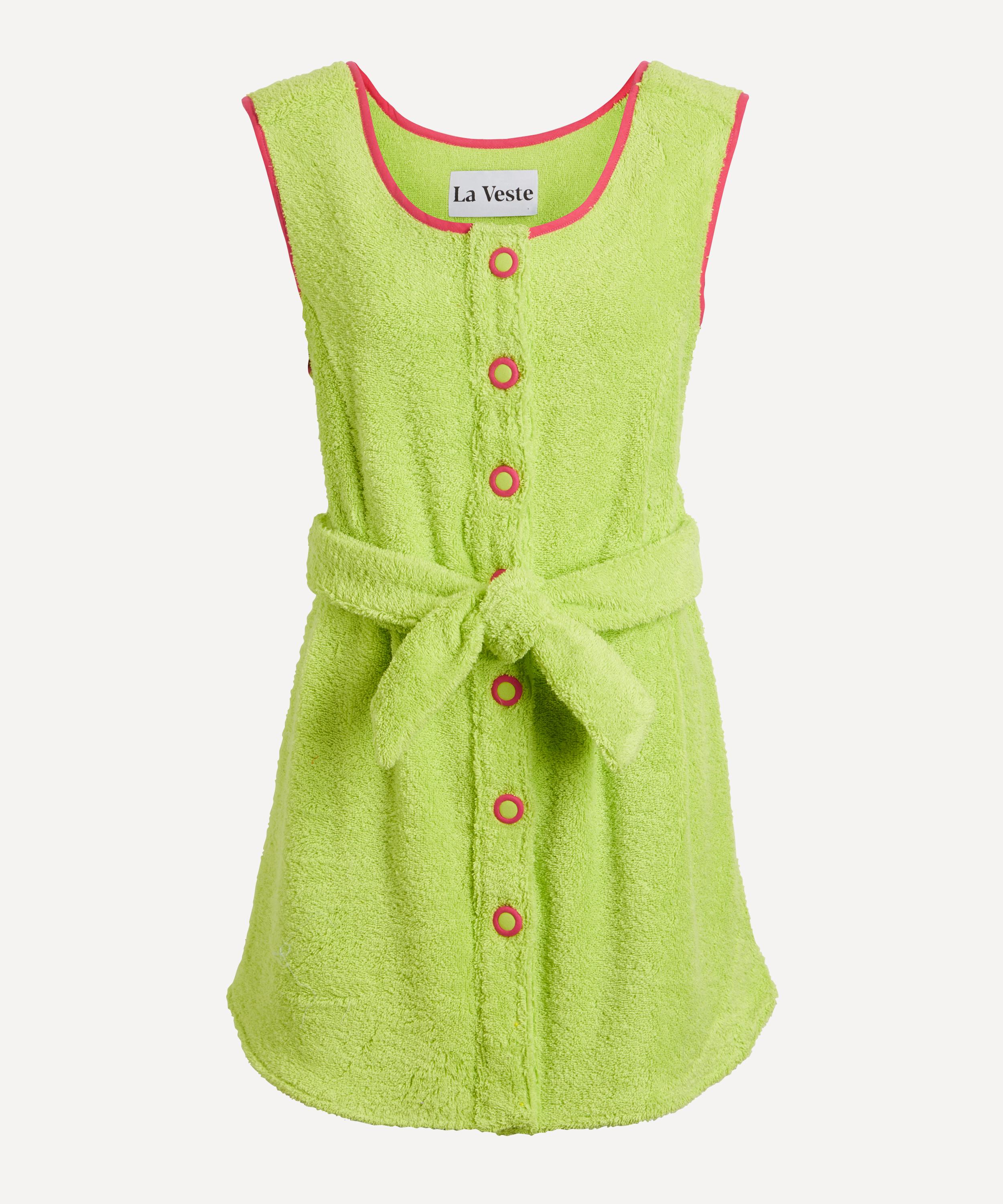 La Veste Mini Lima Towel Dress In Lime / Pink