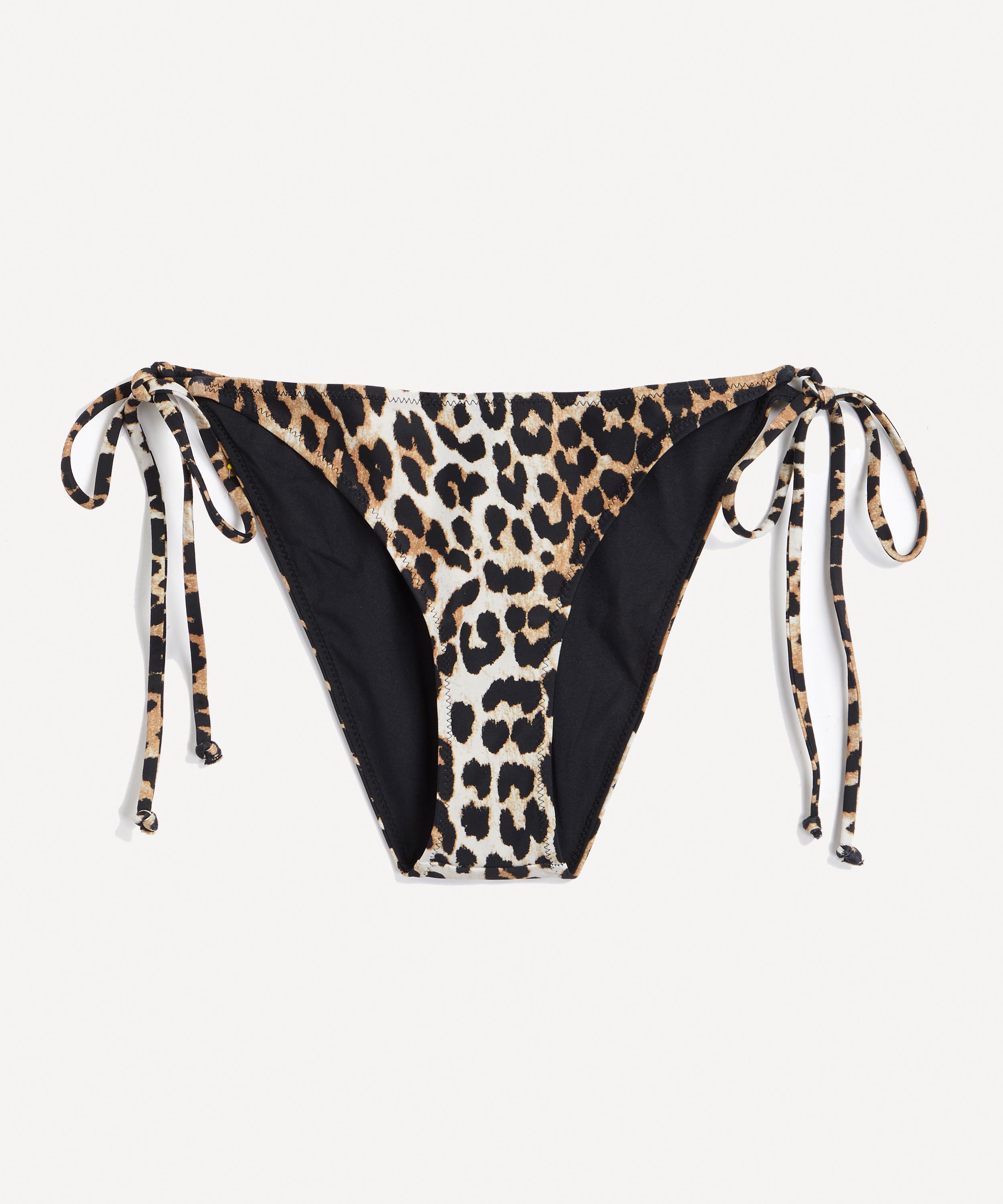 Ganni Leopard-print Bikini Bottoms In Leopard