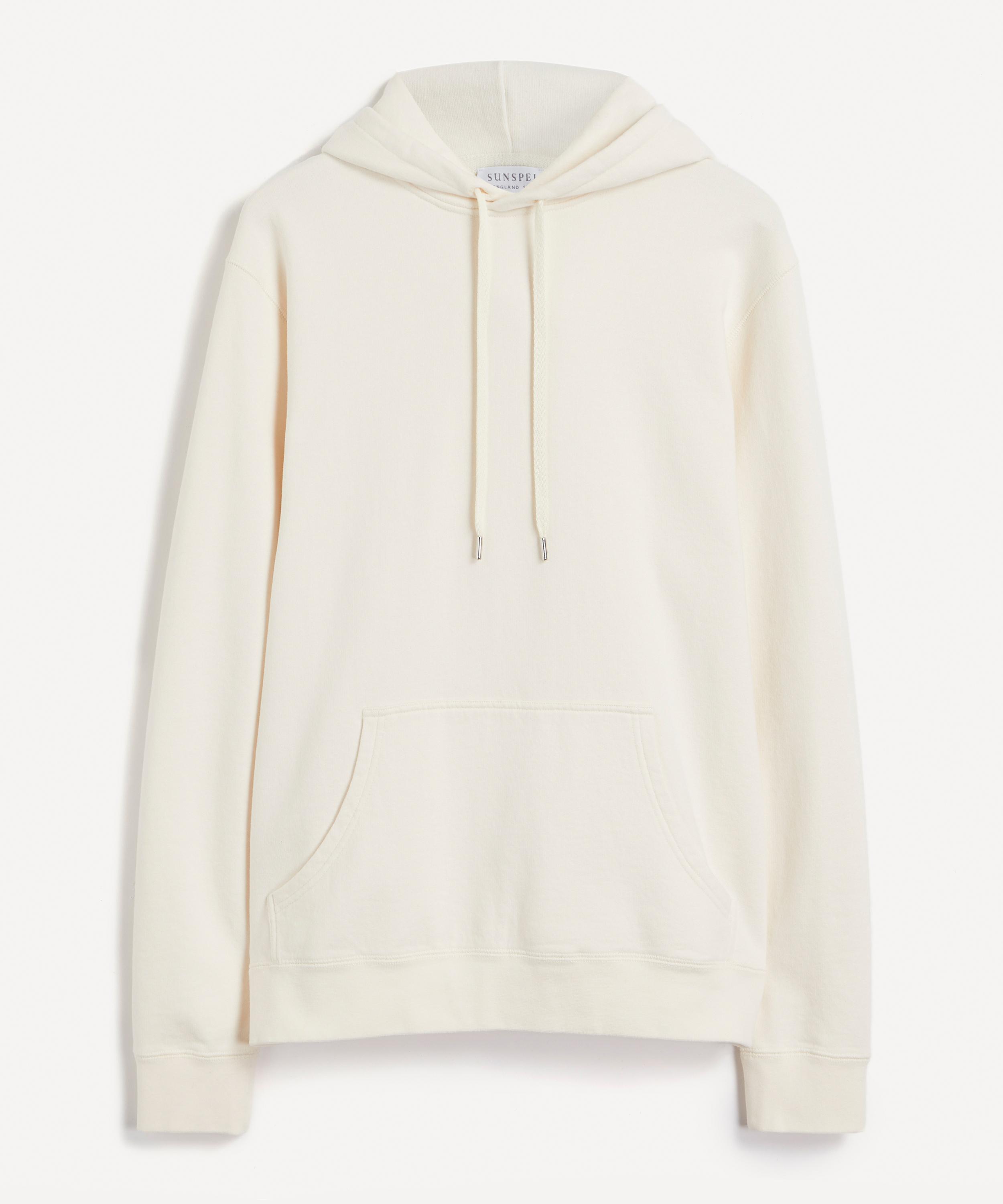 Sunspel Loopback Cotton Hoodie In Archive White