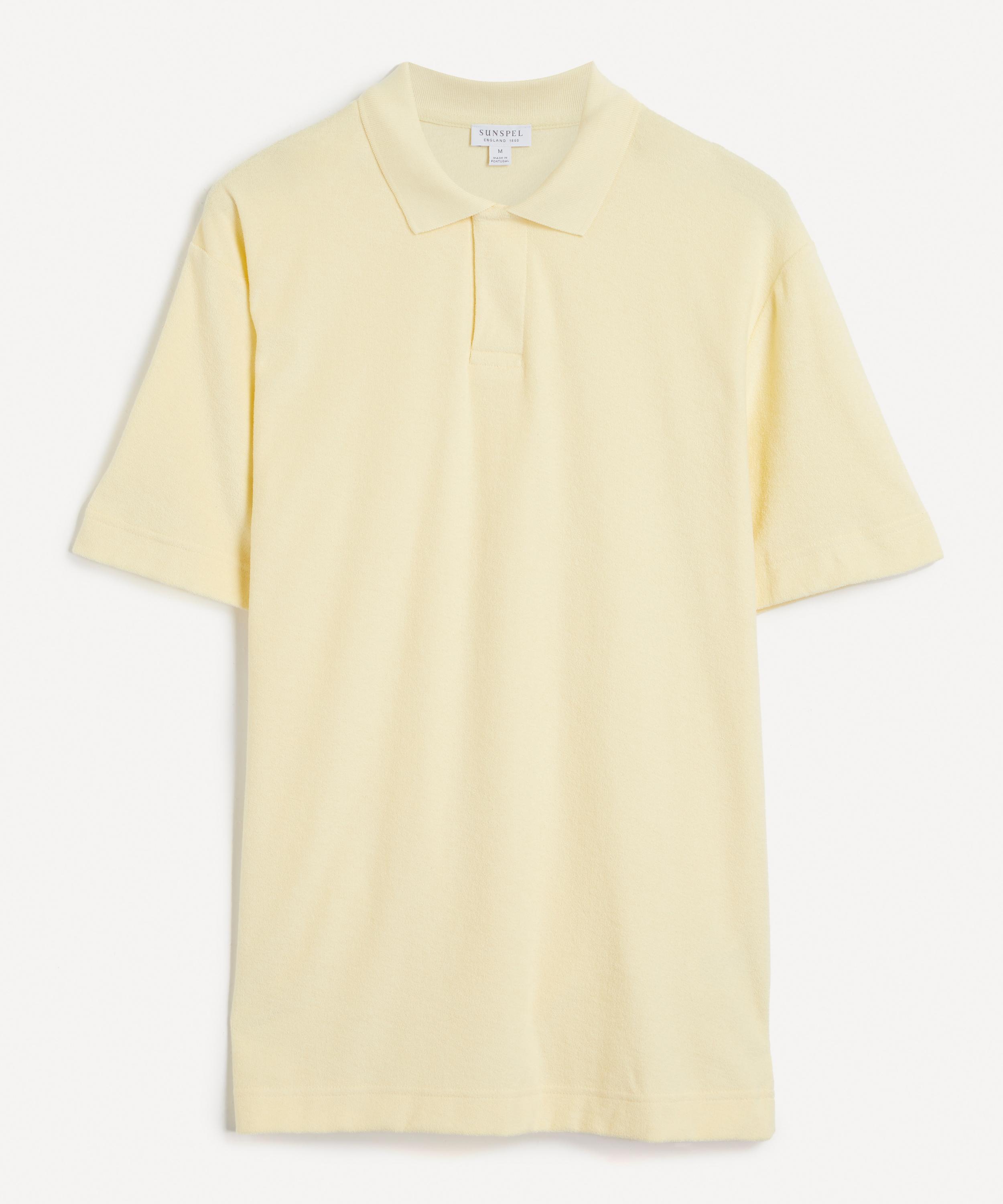 Sunspel Towelling Polo-shirt In Lemon