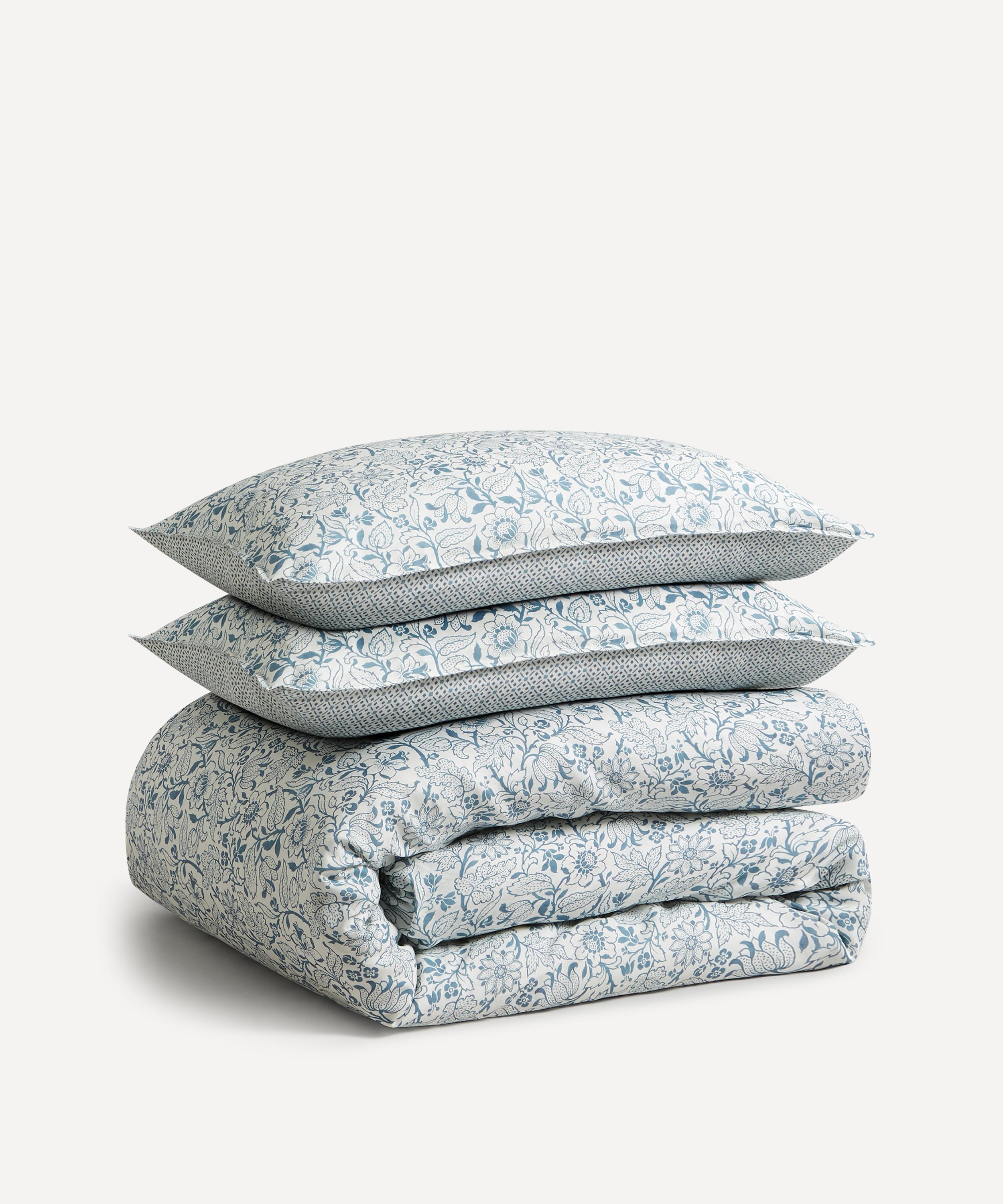 Liberty Emery Linen Double Duvet Cover Set In Blue