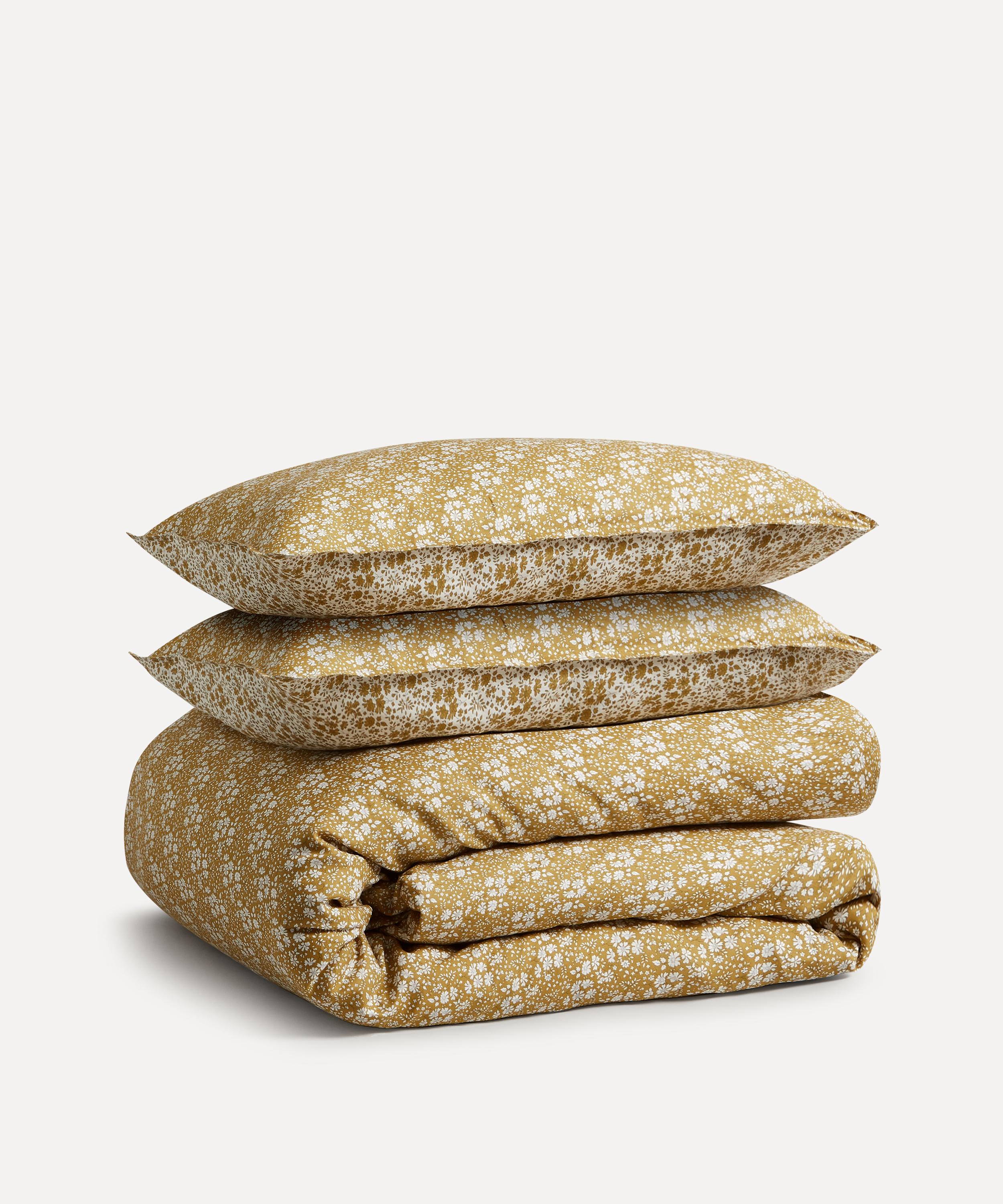 Liberty Capel Blossom Linen King Duvet Cover Set In Yellow