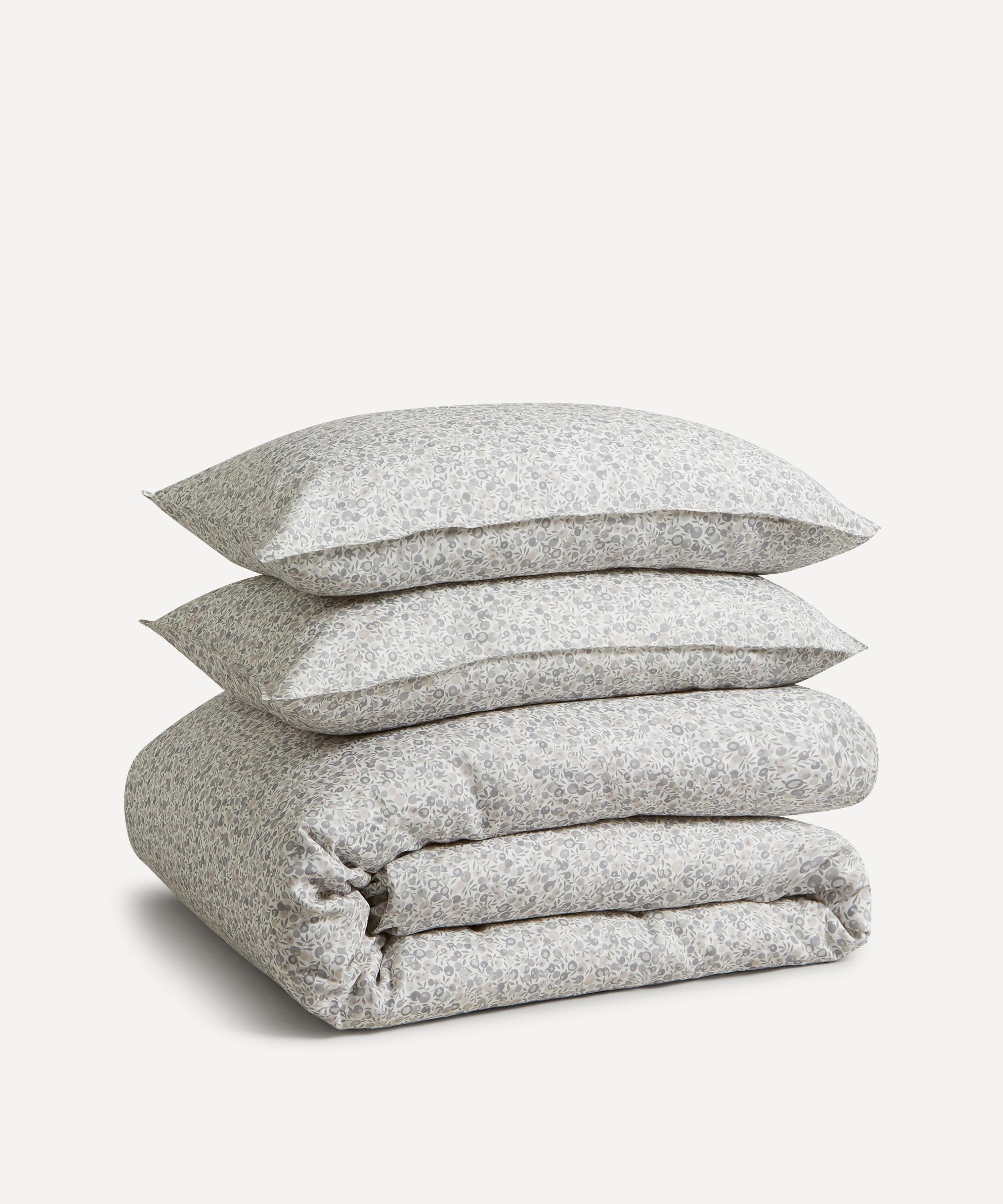 Liberty Wiltshire Blossom Linen Double Duvet Cover Set In Grey