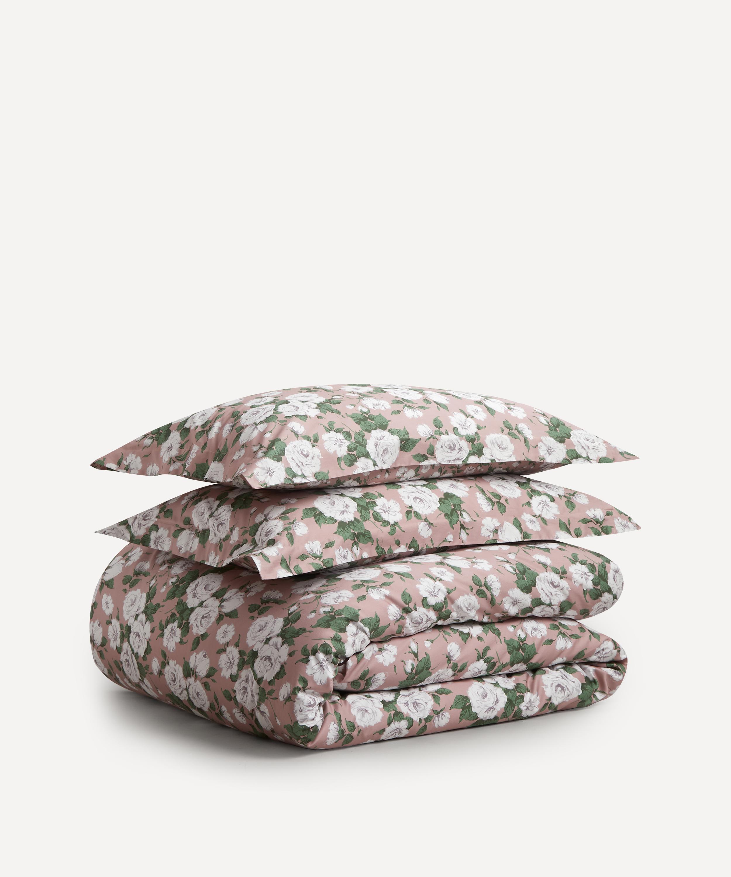 Liberty Carline Rose Cotton Sateen Super King Duvet Cover Set In Pink