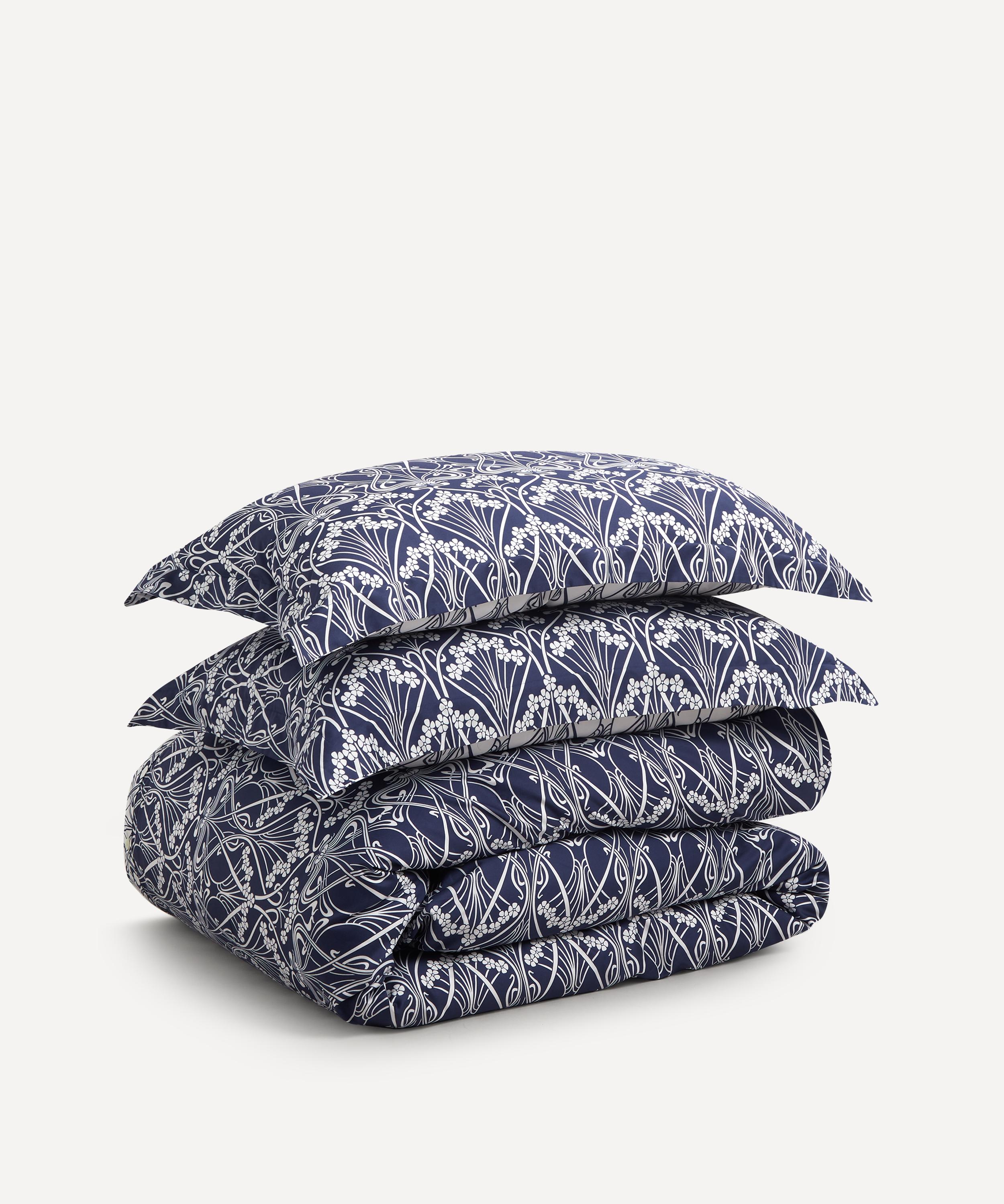 Liberty Ianthe Cotton Sateen Double Duvet Cover Set In Navy