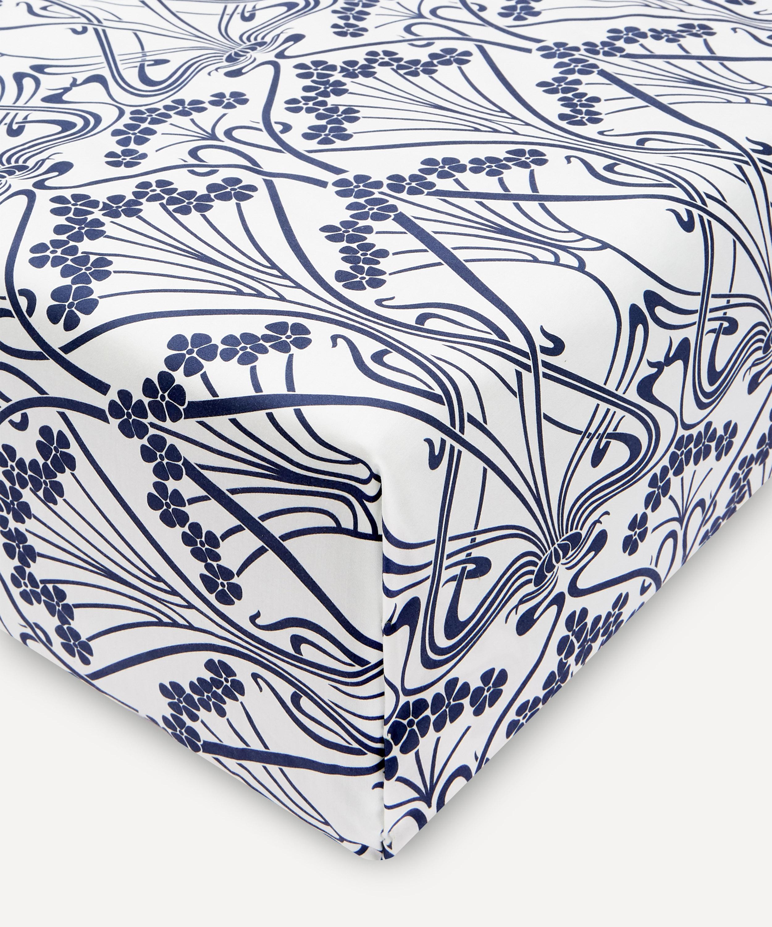 Liberty Ianthe Cotton Sateen Double Fitted Sheet In Navy