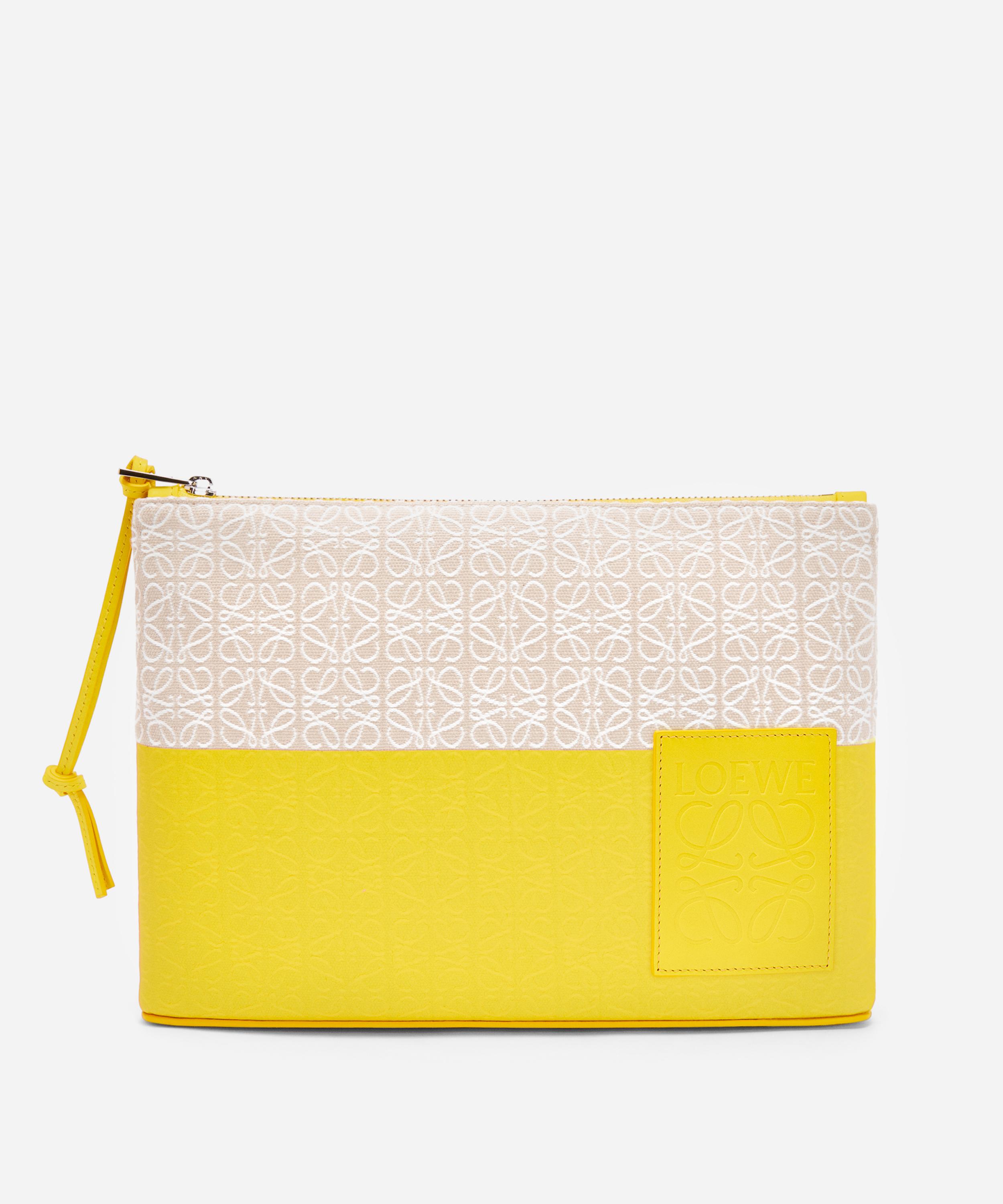 Loewe X Paula's Ibiza Oblong Coated Pouch In Ecru/lemon